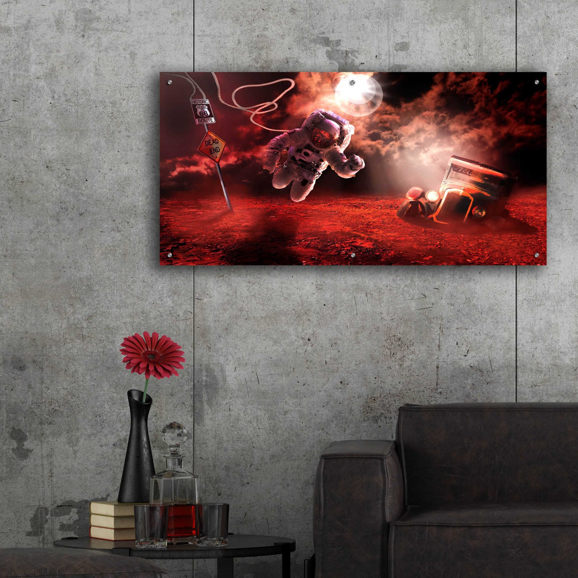 Epic Art 'Space Kicks on Route 66' by Alan, Acrylic Glass Wall Art,48x24