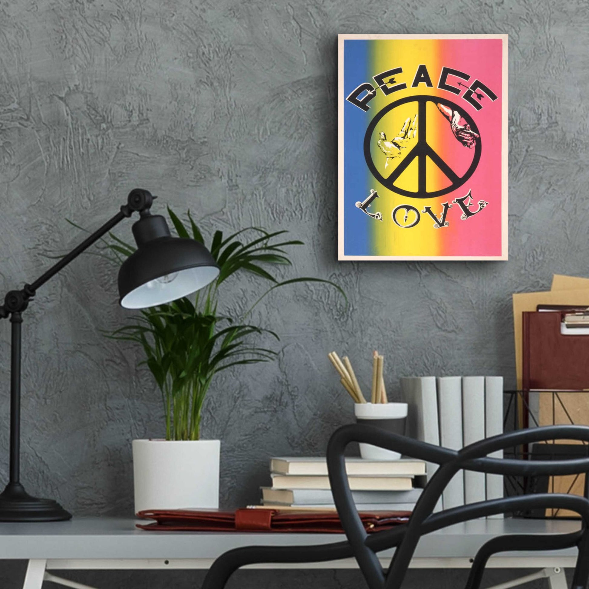 Epic Art 'Peace, Love' by Epic Portfolio, Acrylic Glass Wall Art,12x16