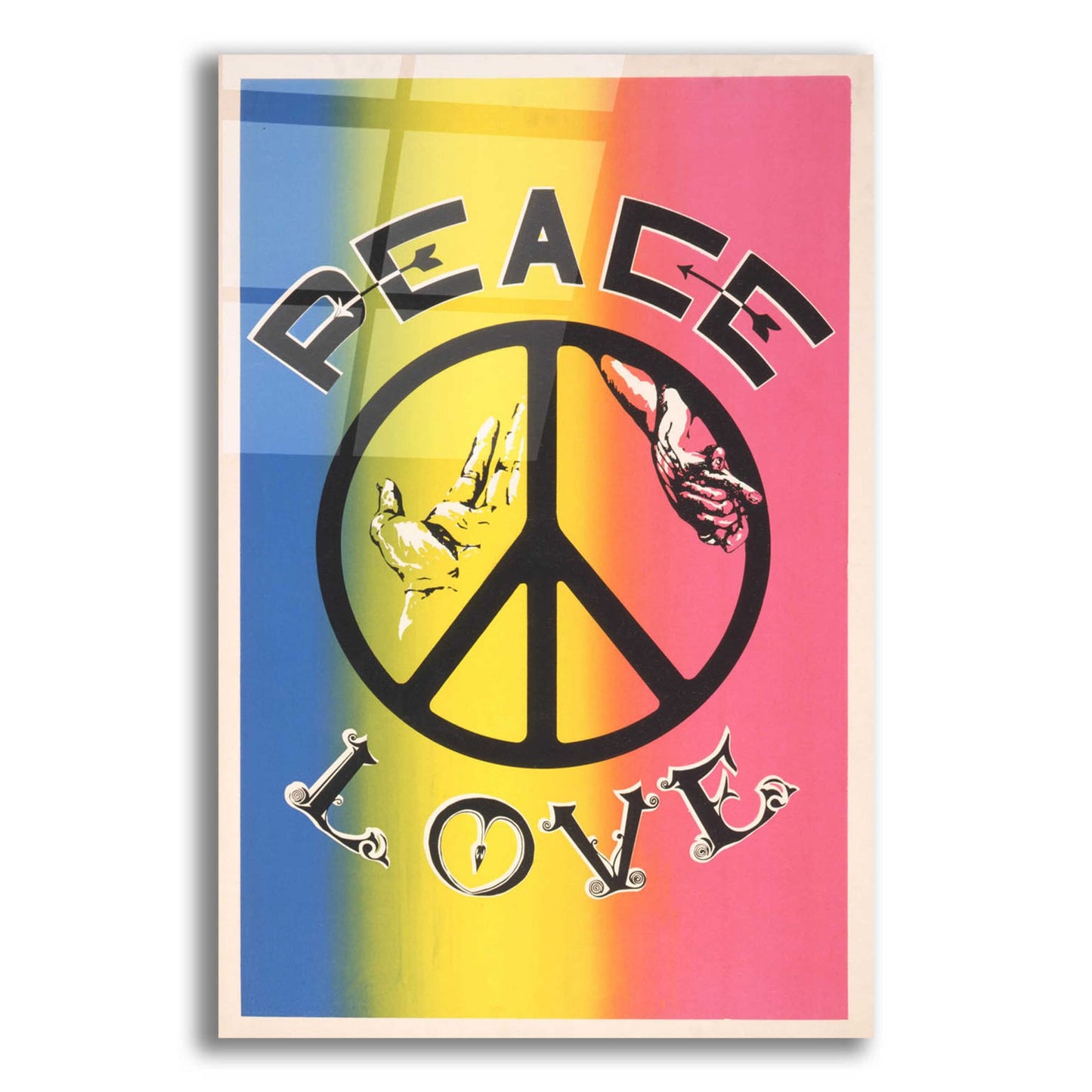 Epic Art 'Peace, Love' by Epic Portfolio, Acrylic Glass Wall Art,12x16