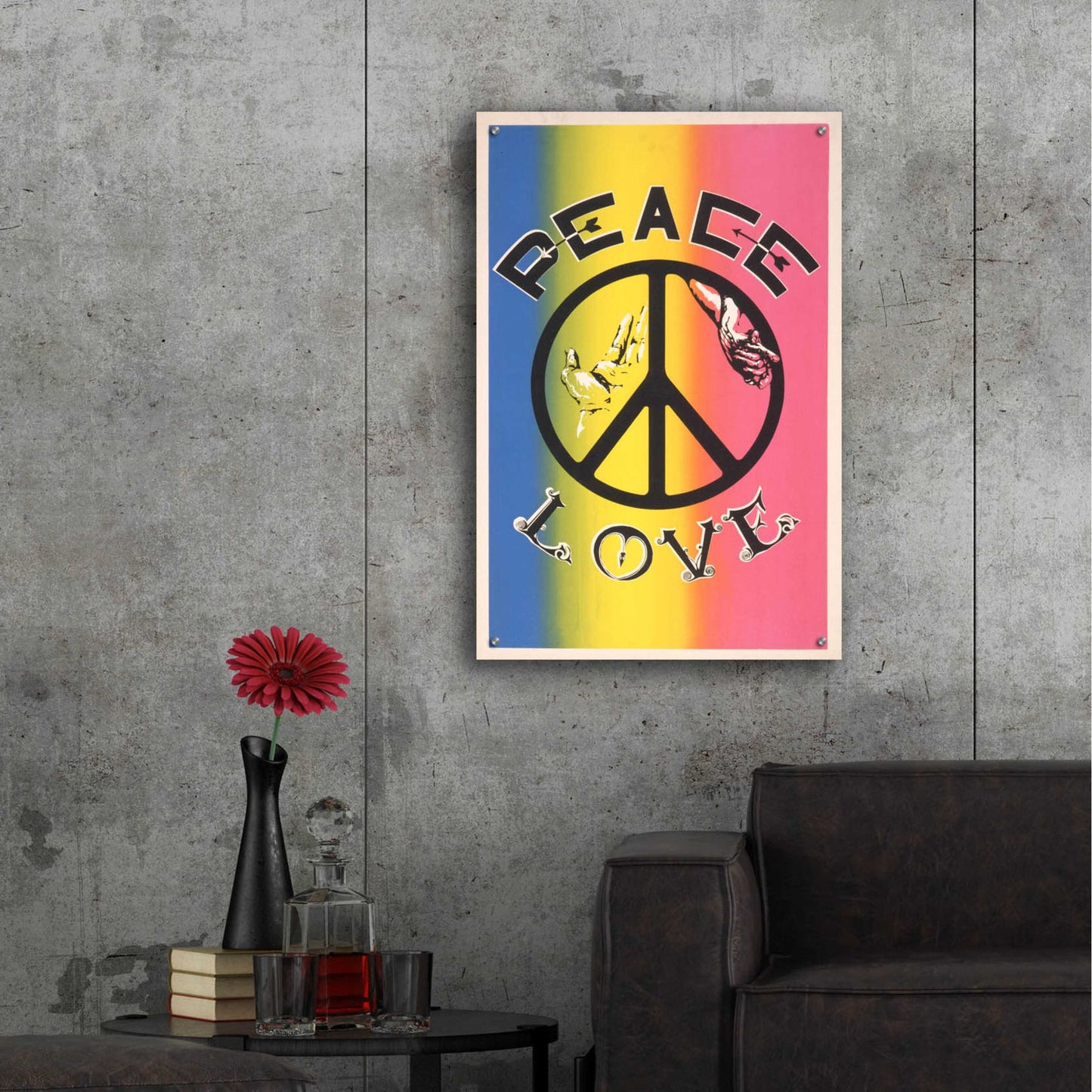 Epic Art 'Peace, Love' by Epic Portfolio, Acrylic Glass Wall Art,24x36