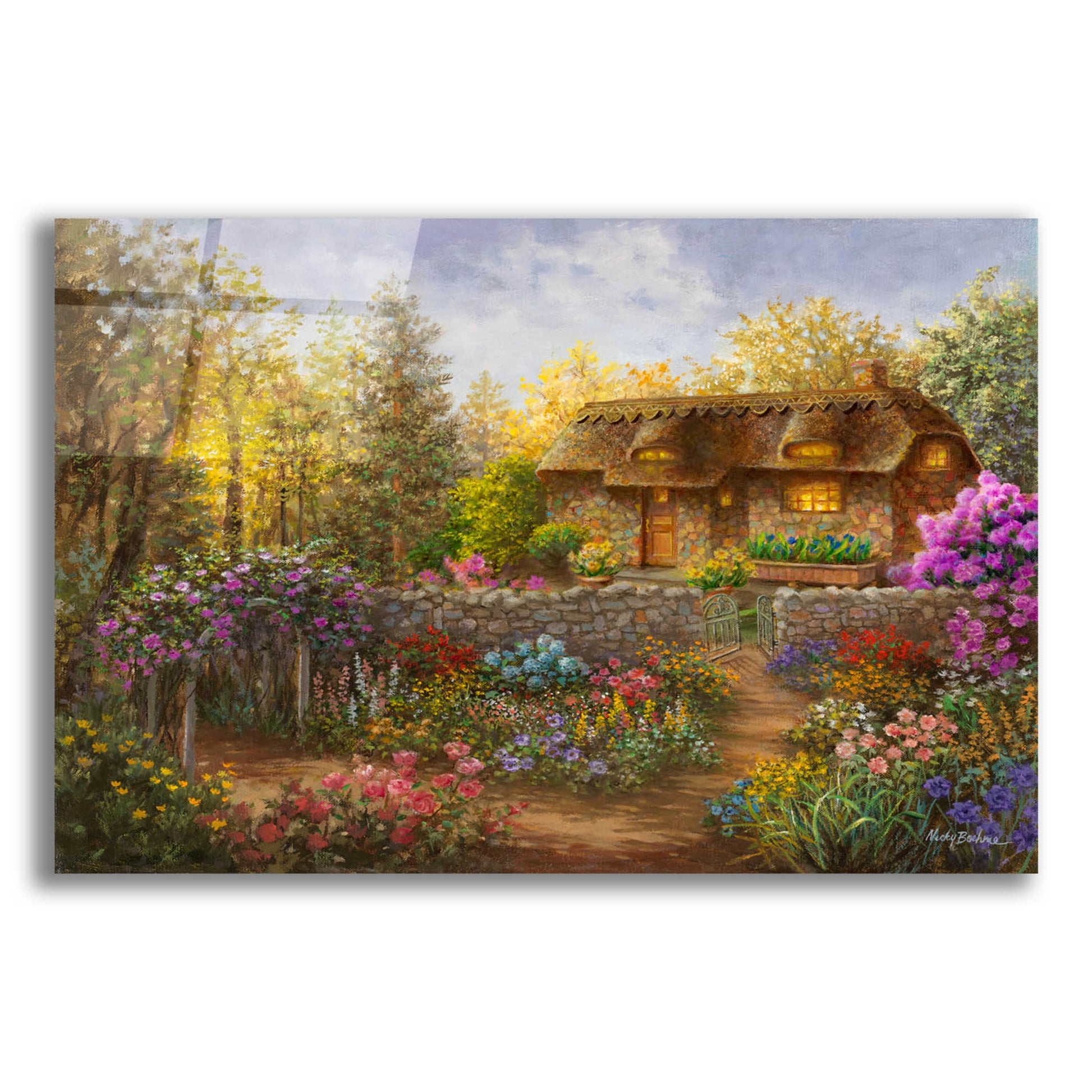 Epic Art 'Cottage Garden in Full Bloom ' by Nicky Boehme, Acrylic Glass Wall Art,16x12