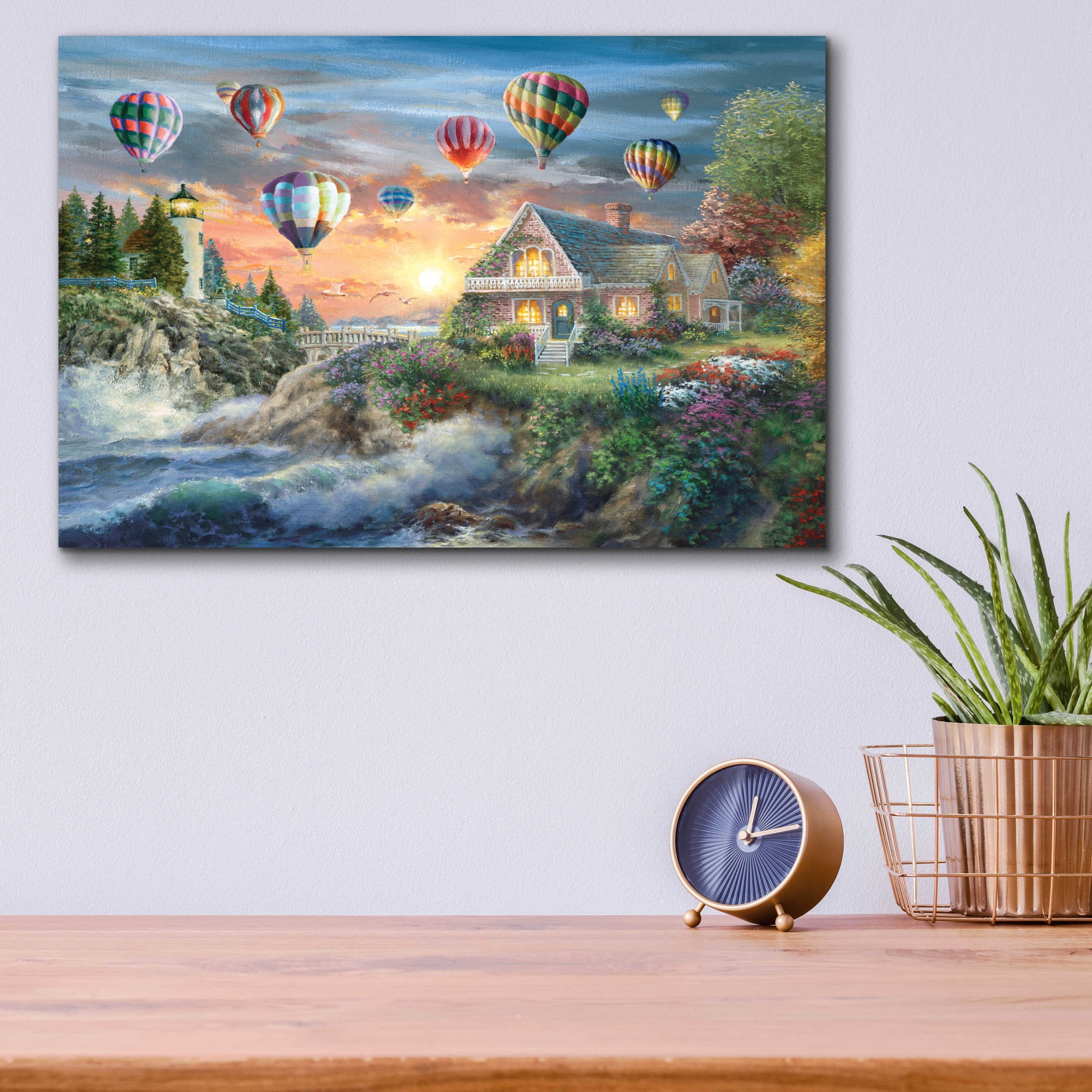 Epic Art 'Balloons over Sunset Cove' by Nicky Boehme, Acrylic Glass Wall Art,16x12