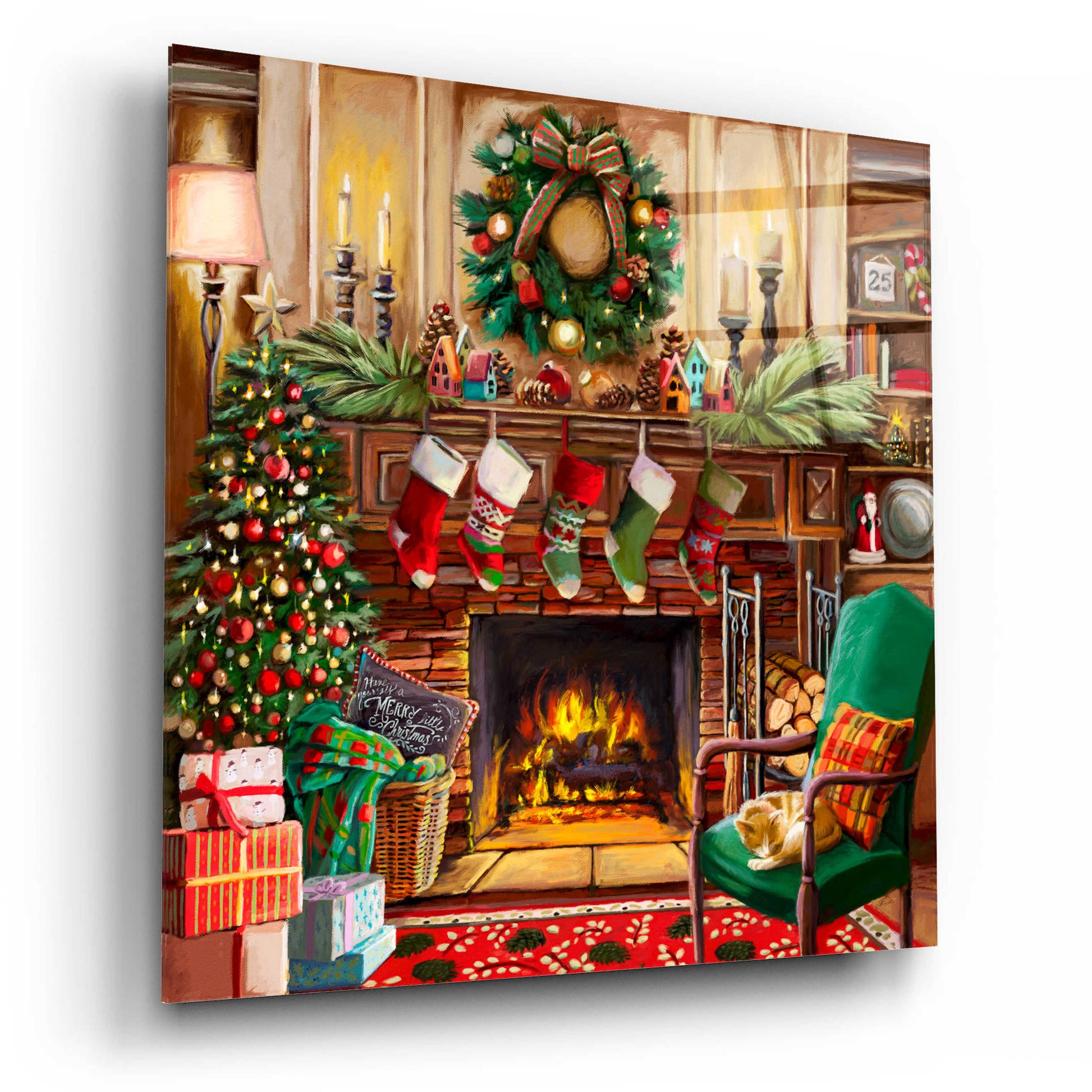 Epic Art 'Fireside Christmas' by Nicky Boehme, Acrylic Glass Wall Art,12x12