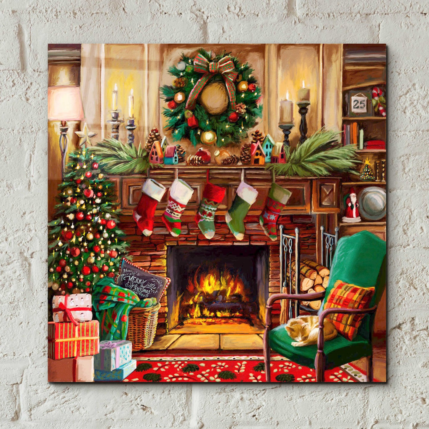 Epic Art 'Fireside Christmas' by Nicky Boehme, Acrylic Glass Wall Art,12x12