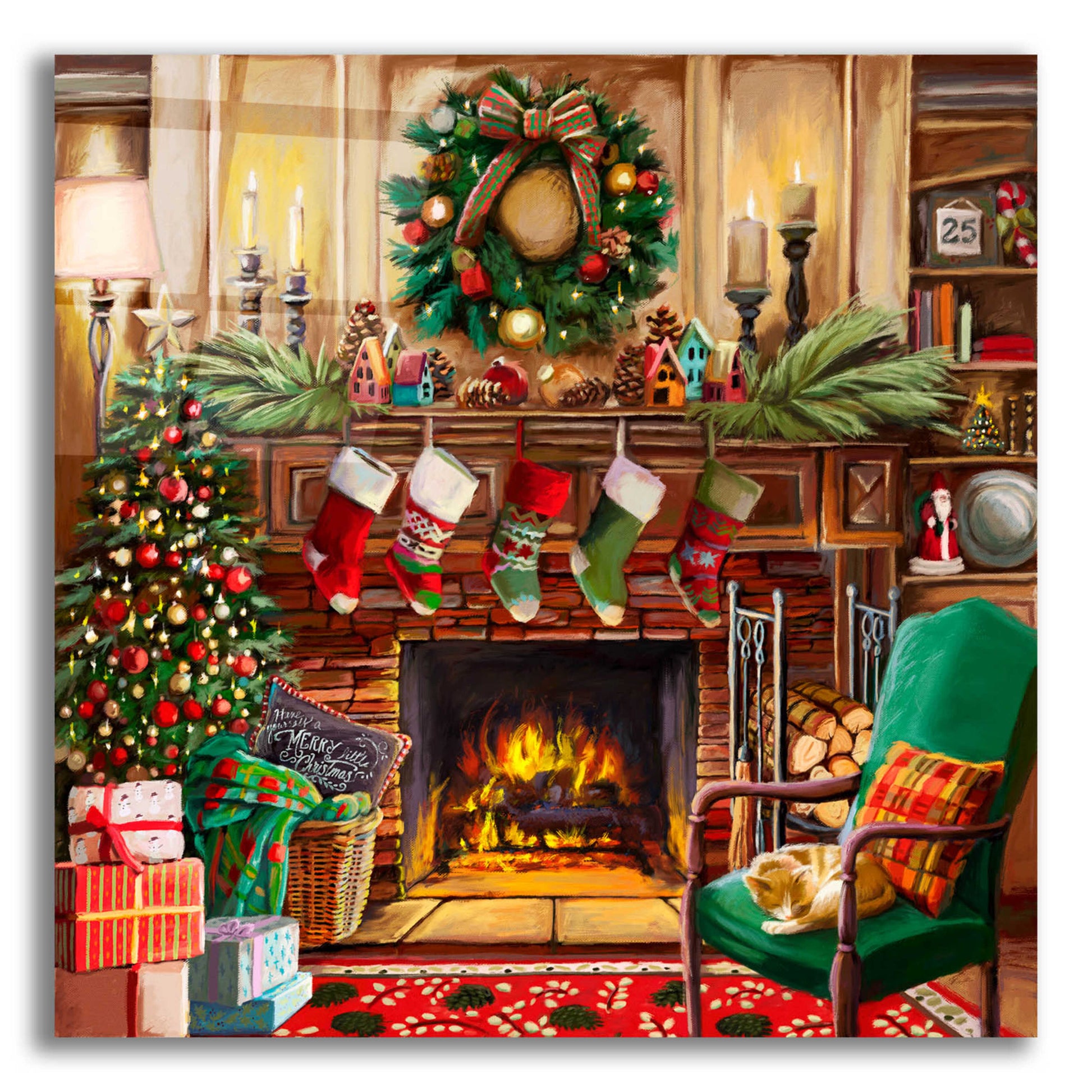 Epic Art 'Fireside Christmas' by Nicky Boehme, Acrylic Glass Wall Art,12x12