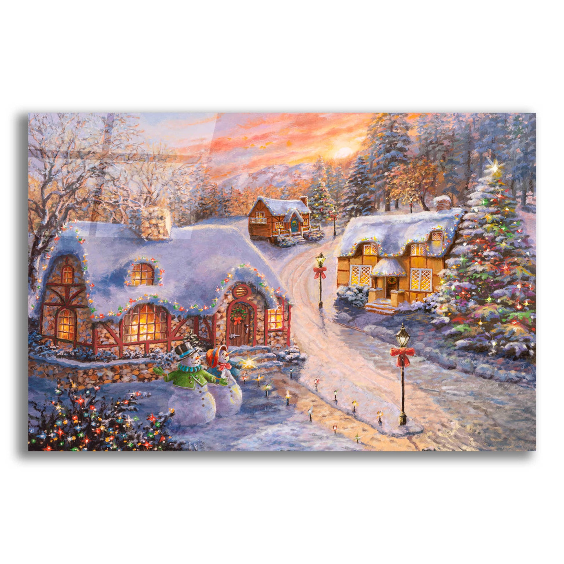 Epic Art 'Winter Cottage Glow' by Nicky Boehme, Acrylic Glass Wall Art,16x12