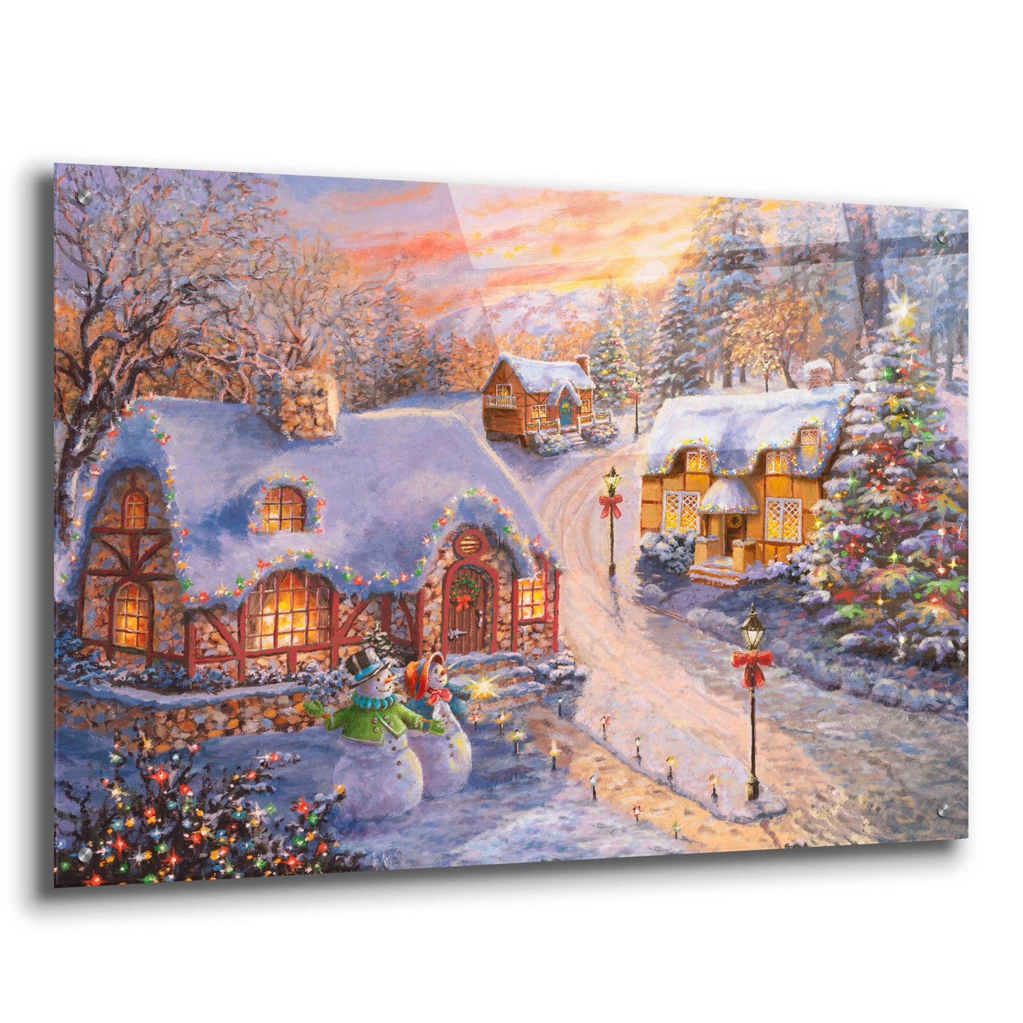 Epic Art 'Winter Cottage Glow' by Nicky Boehme, Acrylic Glass Wall Art,36x24