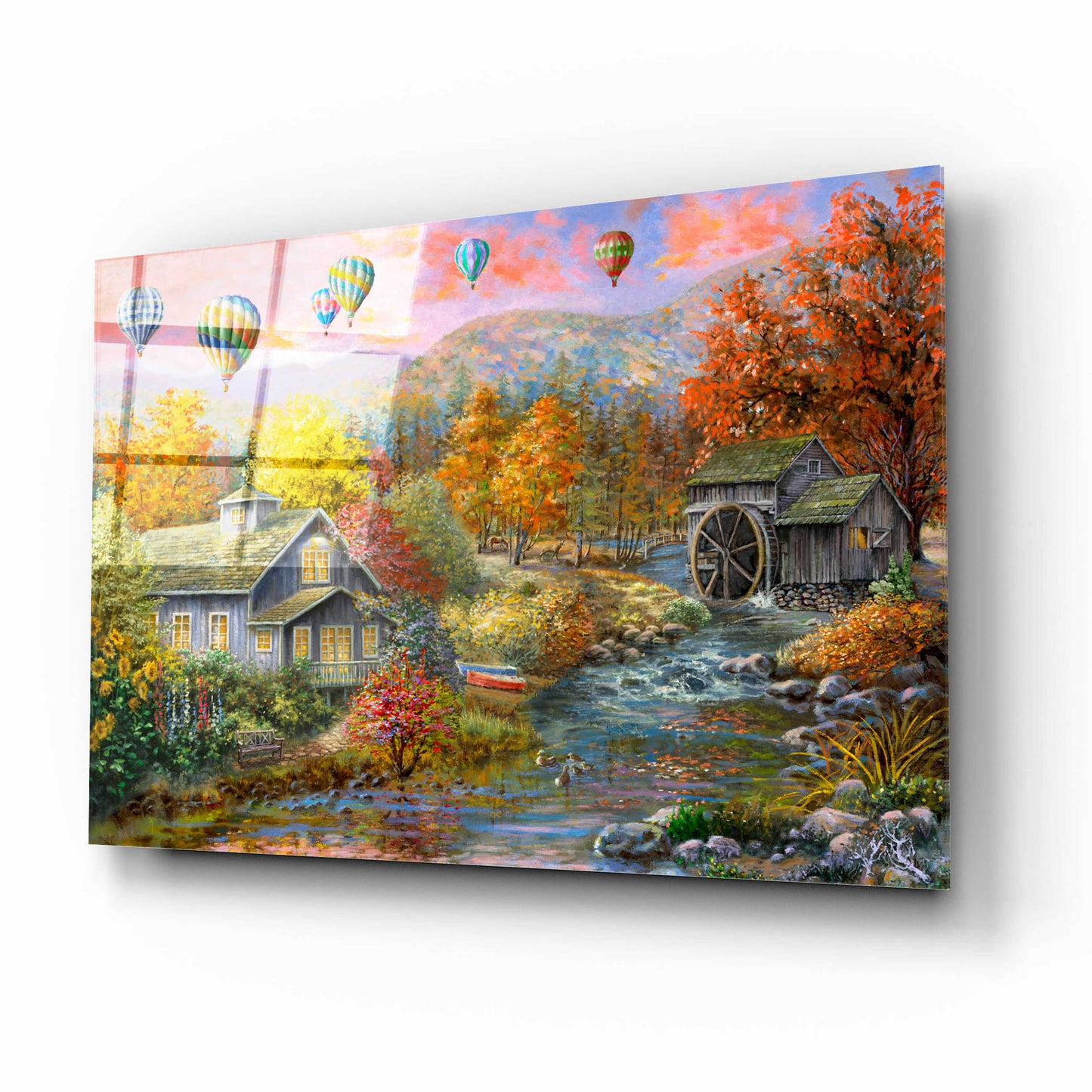 Epic Art 'Autumn Creek Mill' by Nicky Boehme, Acrylic Glass Wall Art,16x12