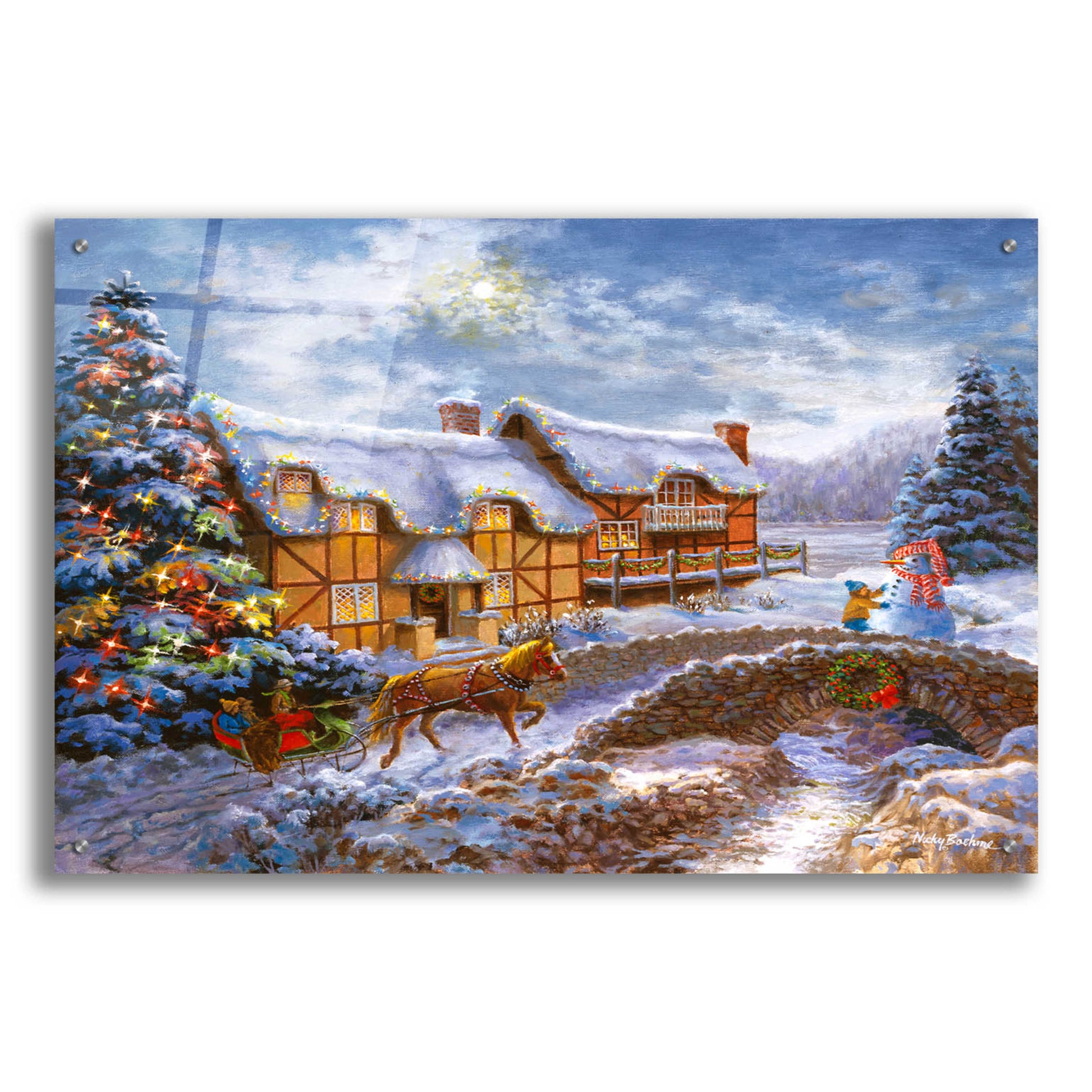 Epic Art 'Country Cottages' by Nicky Boehme, Acrylic Glass Wall Art,36x24