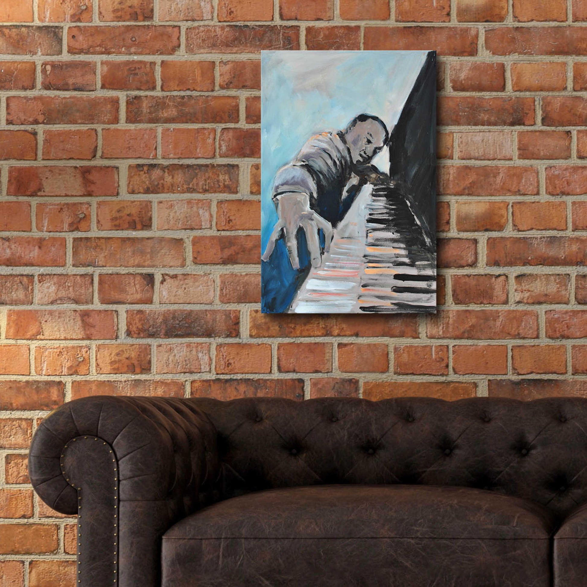 Epic Art 'Piano Man' by Jadei Graphics, Acrylic Glass Wall Art,16x24