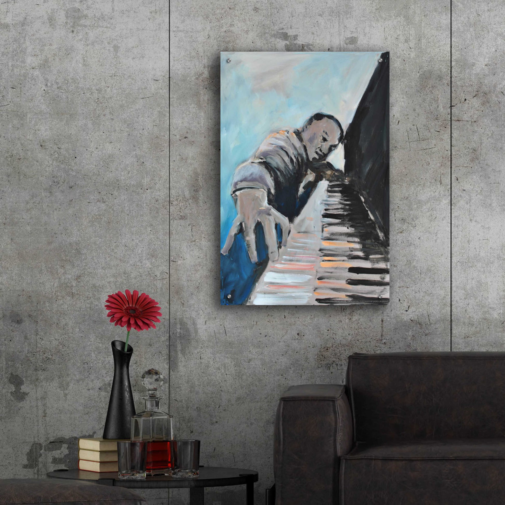 Epic Art 'Piano Man' by Jadei Graphics, Acrylic Glass Wall Art,24x36