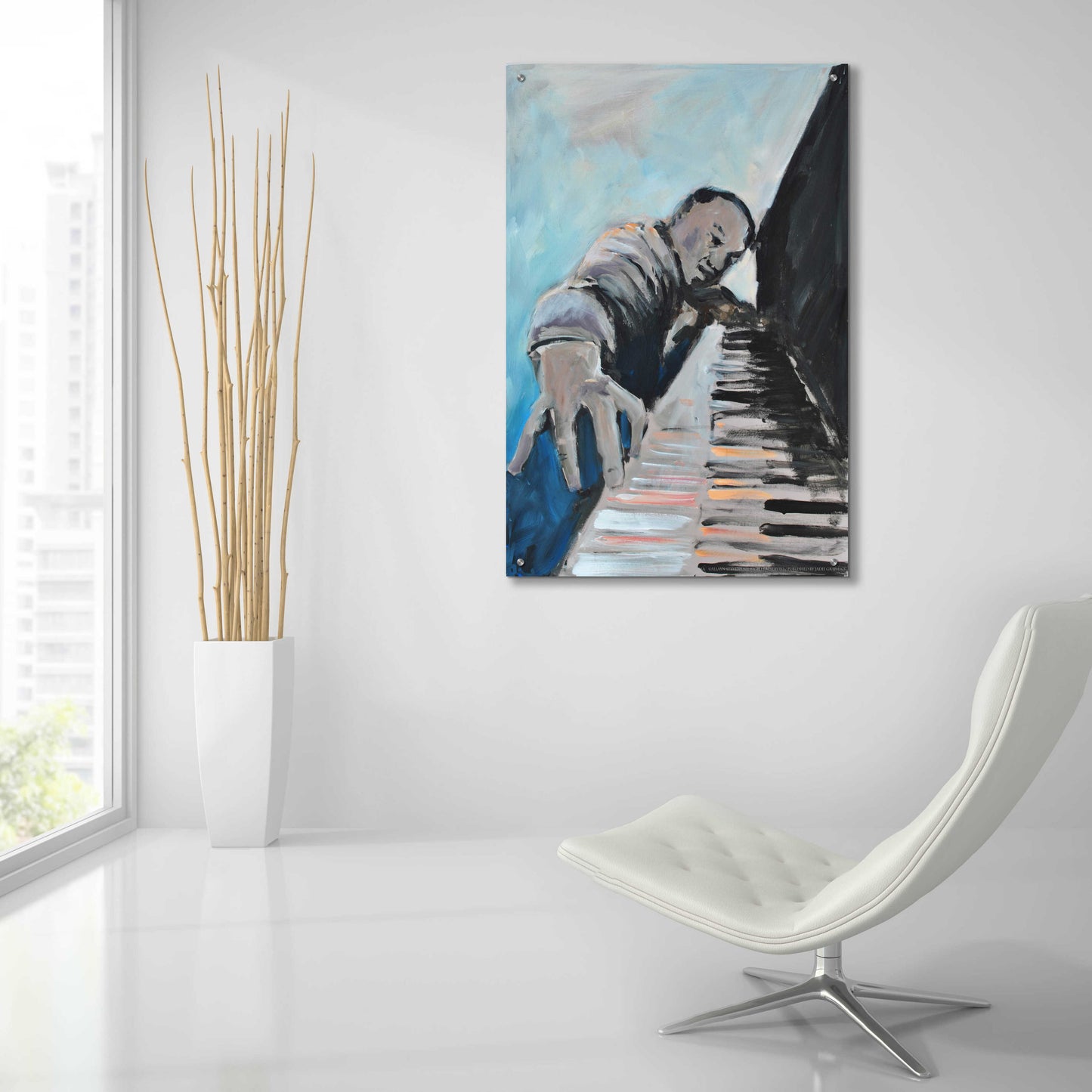 Epic Art 'Piano Man' by Jadei Graphics, Acrylic Glass Wall Art,24x36