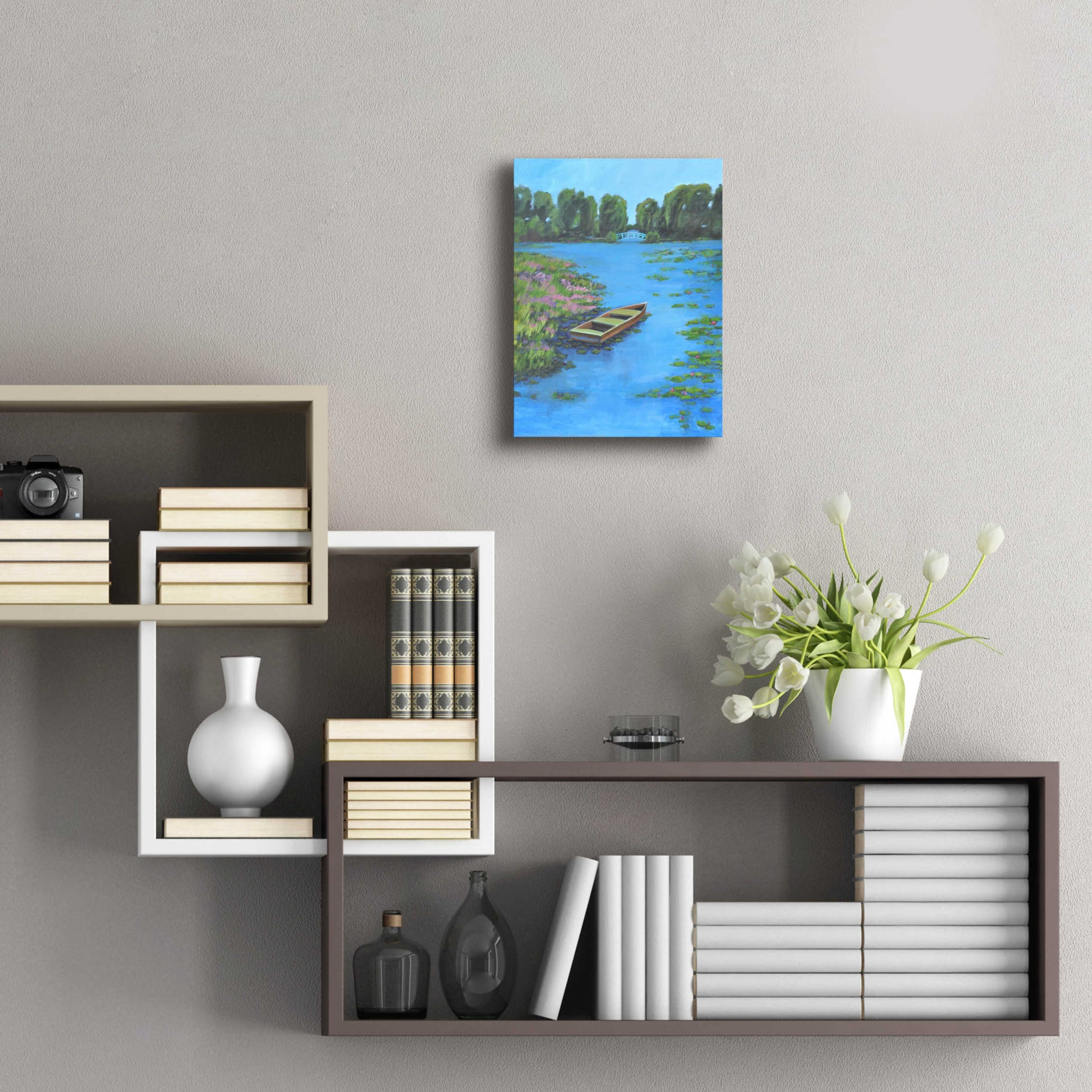 Epic Art 'Boat Pond' by Jadei Graphics, Acrylic Glass Wall Art,12x16