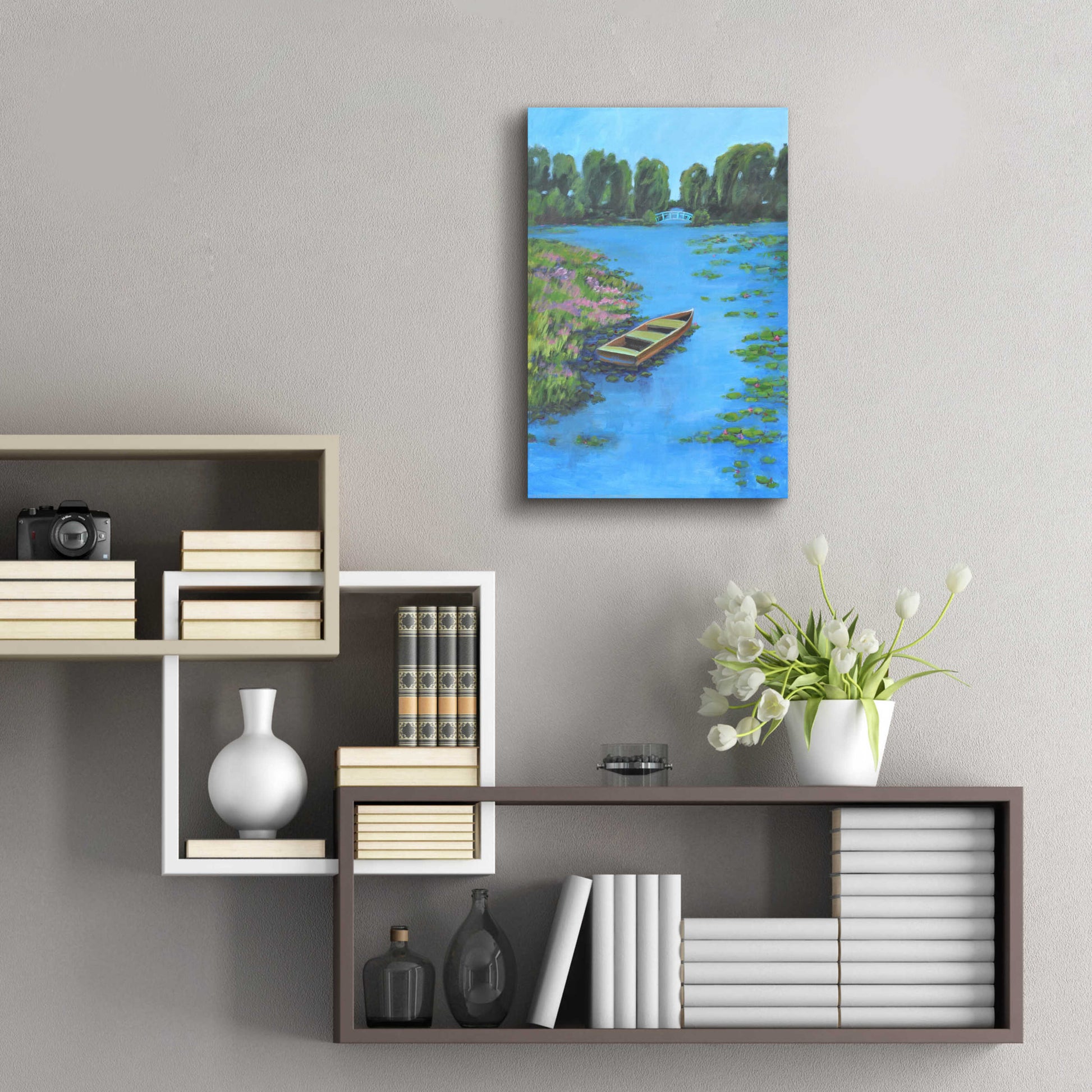 Epic Art 'Boat Pond' by Jadei Graphics, Acrylic Glass Wall Art,16x24