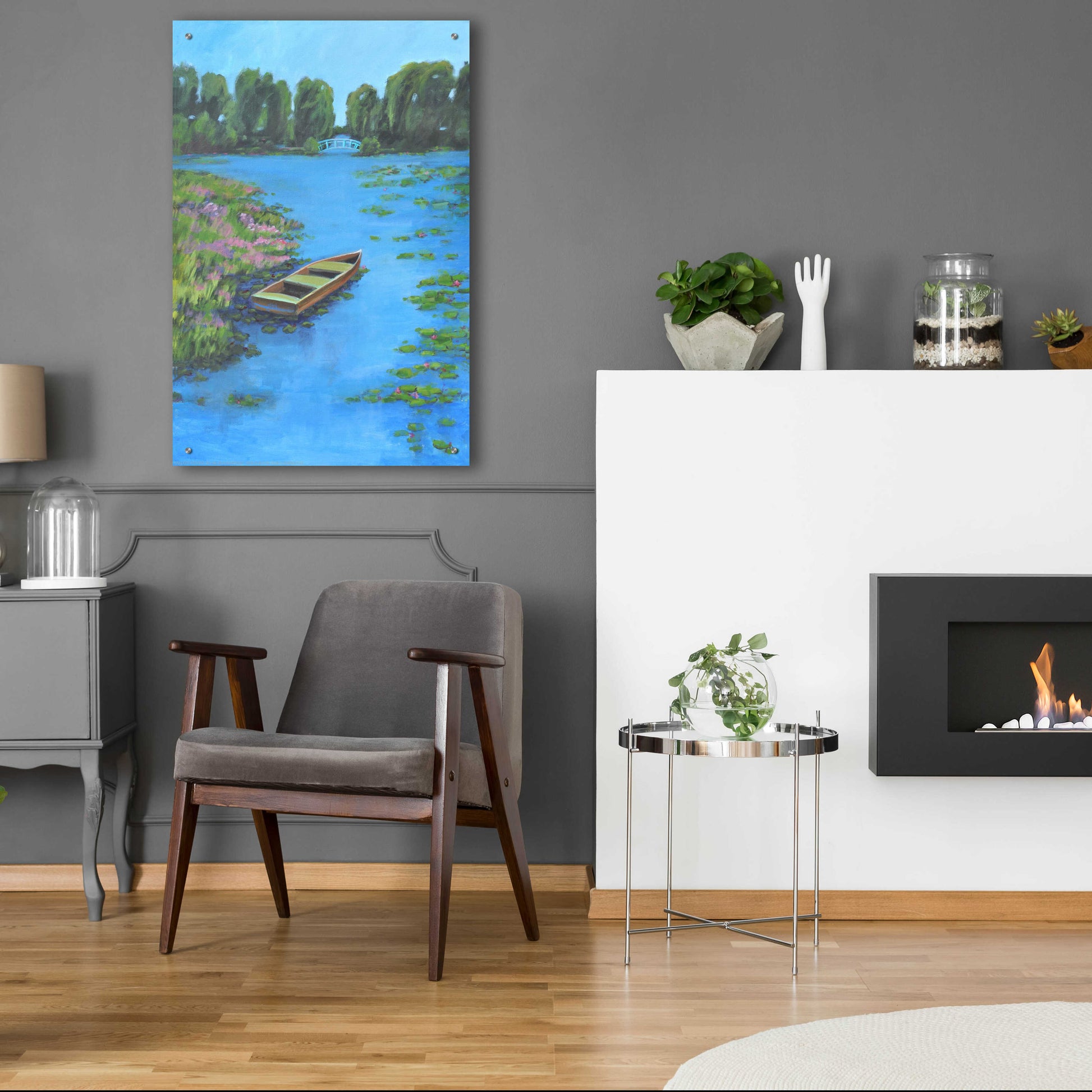 Epic Art 'Boat Pond' by Jadei Graphics, Acrylic Glass Wall Art,24x36