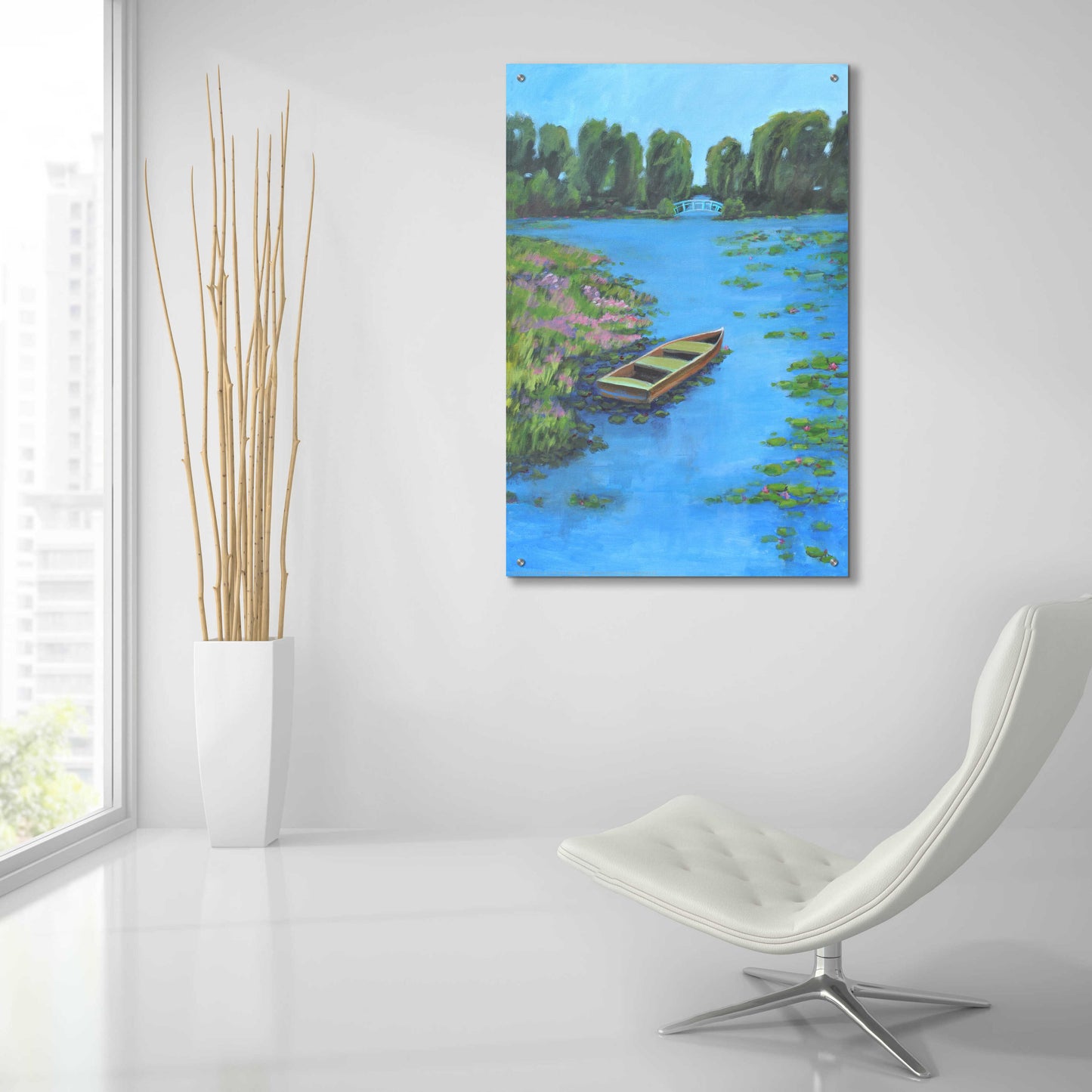 Epic Art 'Boat Pond' by Jadei Graphics, Acrylic Glass Wall Art,24x36