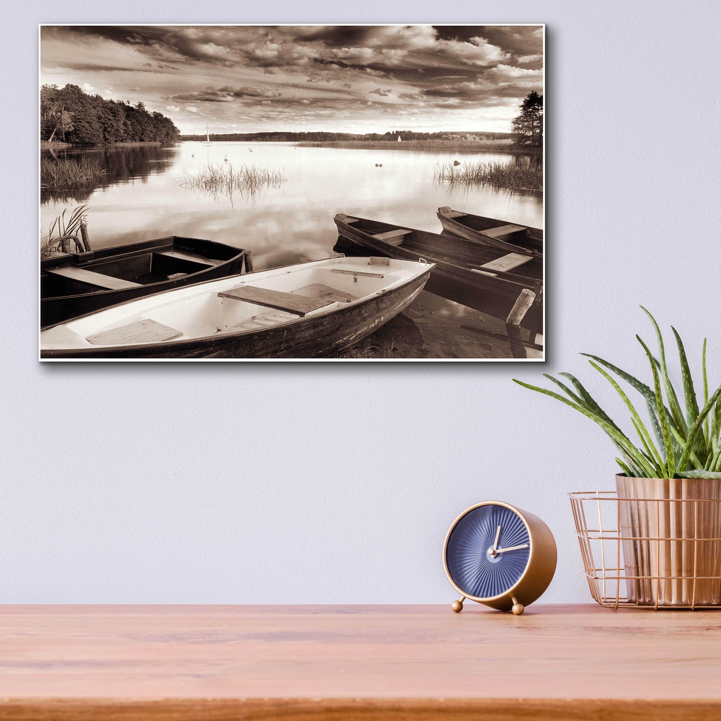 Epic Art 'Lake W Boats' by Jadei Graphics, Acrylic Glass Wall Art,16x12