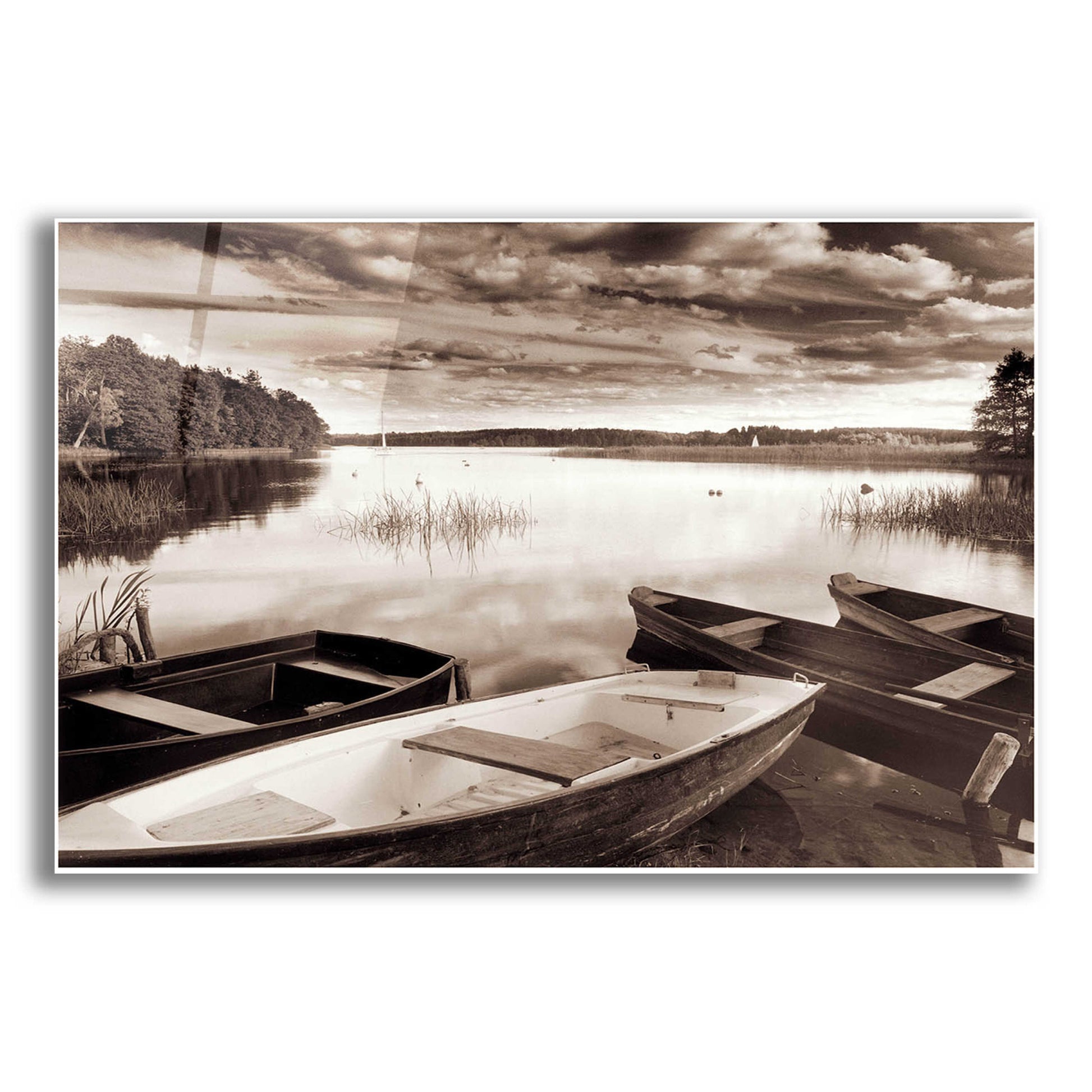 Epic Art 'Lake W Boats' by Jadei Graphics, Acrylic Glass Wall Art,16x12