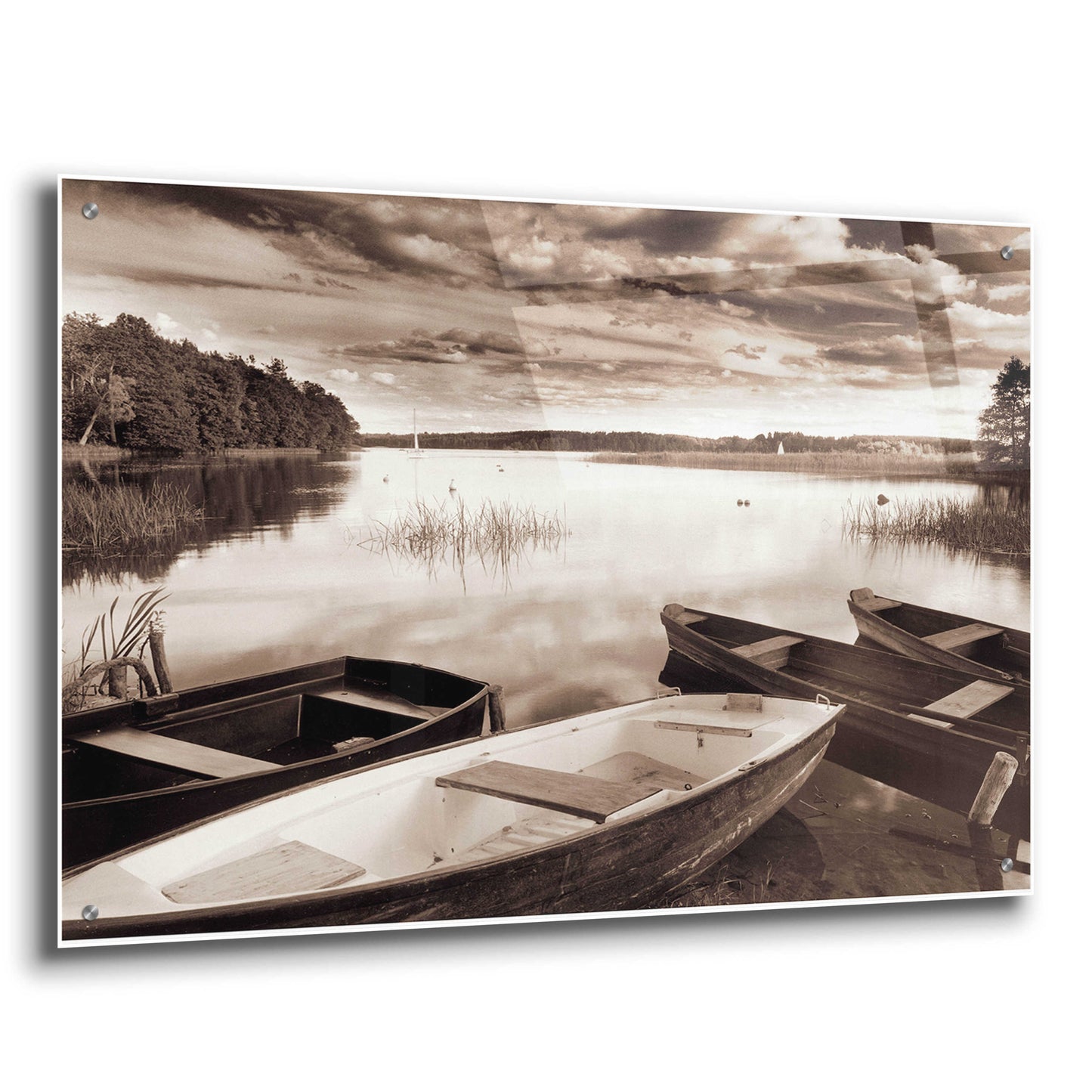 Epic Art 'Lake W Boats' by Jadei Graphics, Acrylic Glass Wall Art,36x24