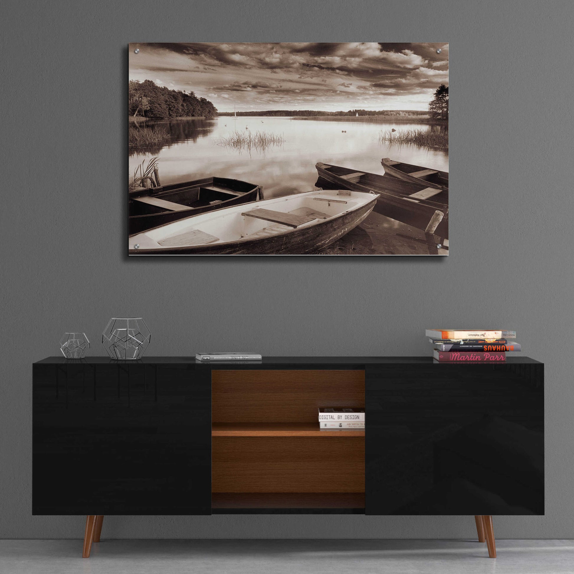 Epic Art 'Lake W Boats' by Jadei Graphics, Acrylic Glass Wall Art,36x24