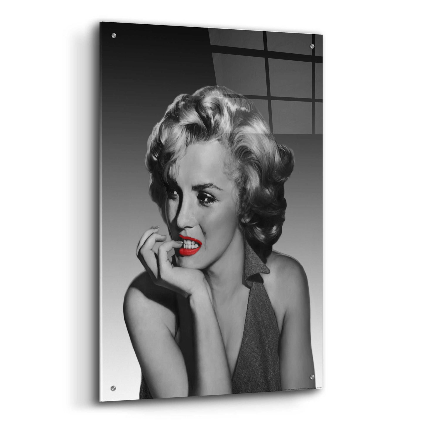 Epic Art 'The Thinker Red Lips' by Chris Consani, Acrylic Glass Wall Art,24x36