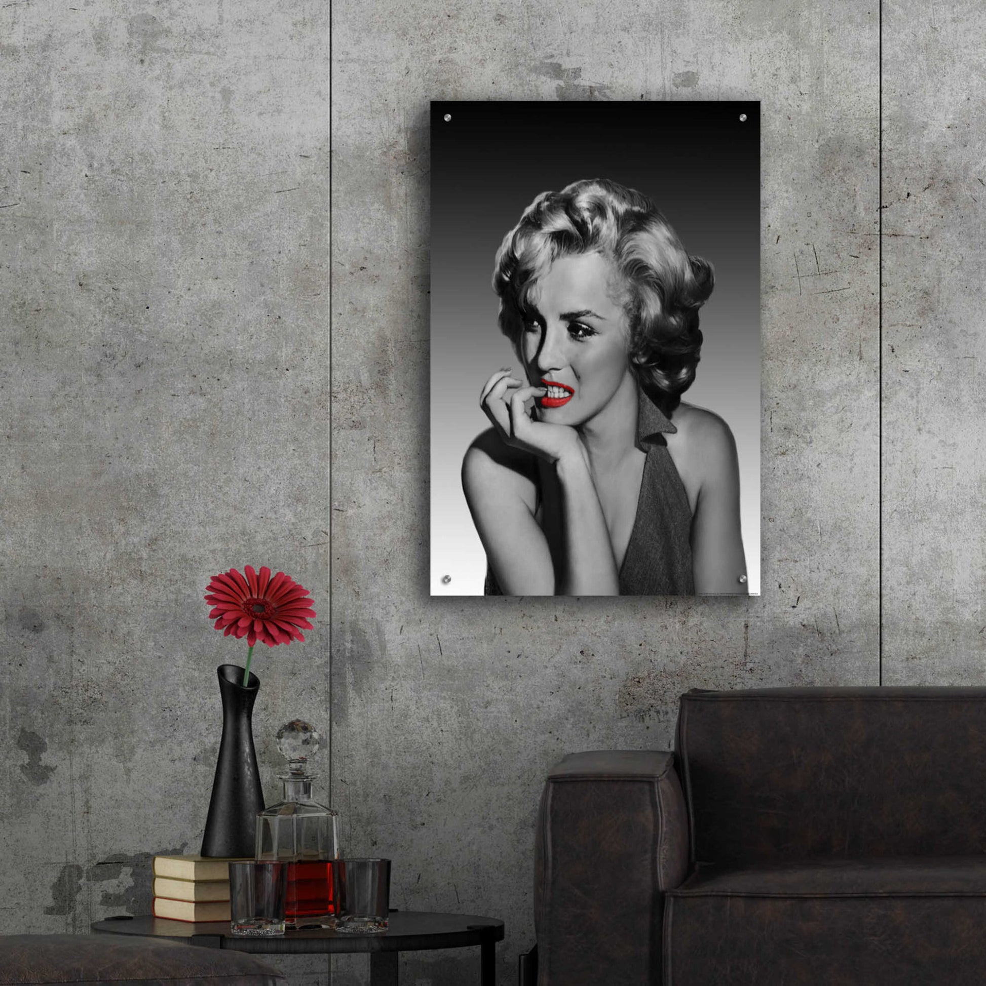 Epic Art 'The Thinker Red Lips' by Chris Consani, Acrylic Glass Wall Art,24x36