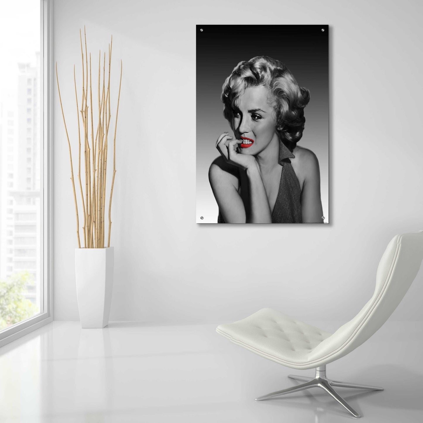 Epic Art 'The Thinker Red Lips' by Chris Consani, Acrylic Glass Wall Art,24x36