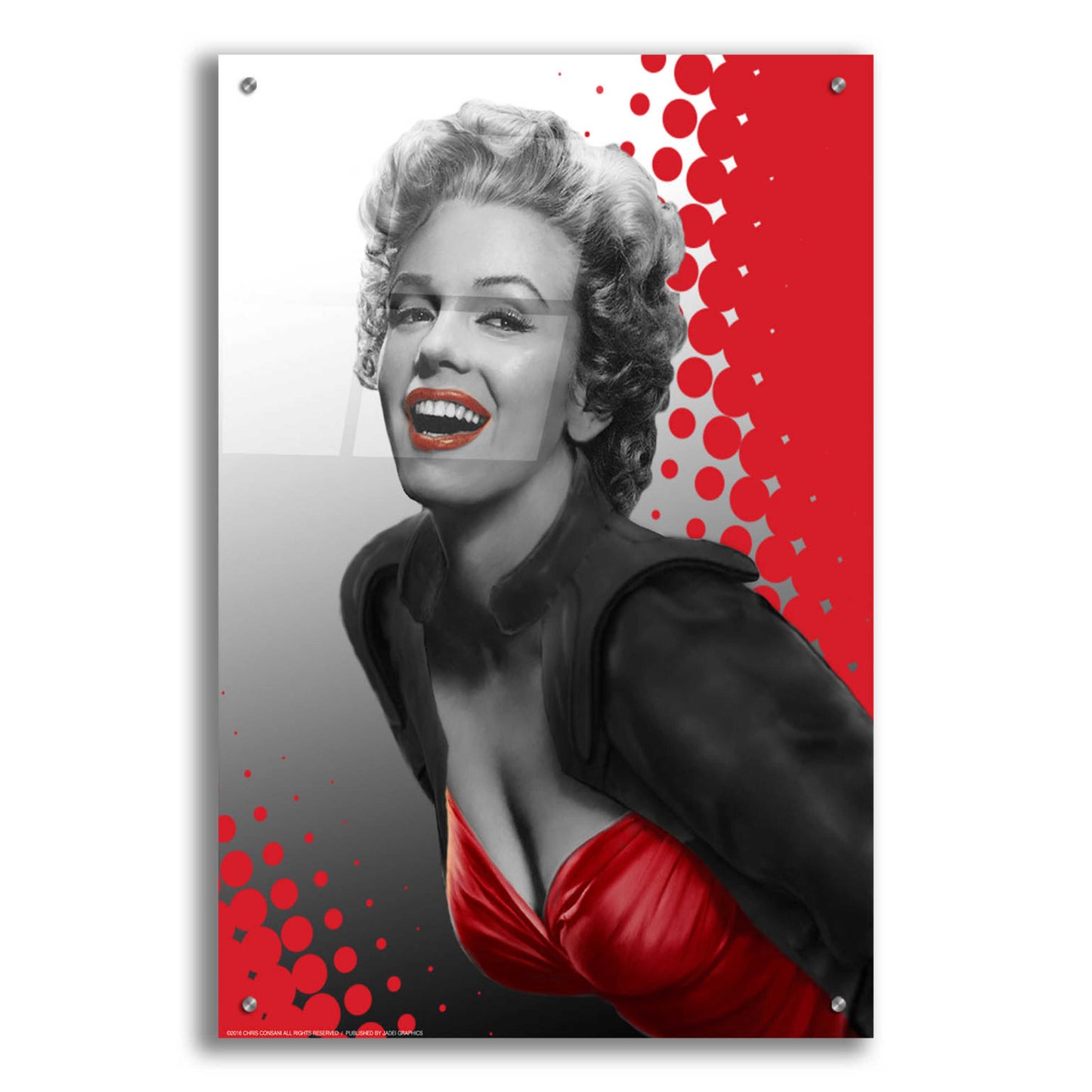 Epic Art 'Marilyn Red Dots' by Chris Consani, Acrylic Glass Wall Art,24x36