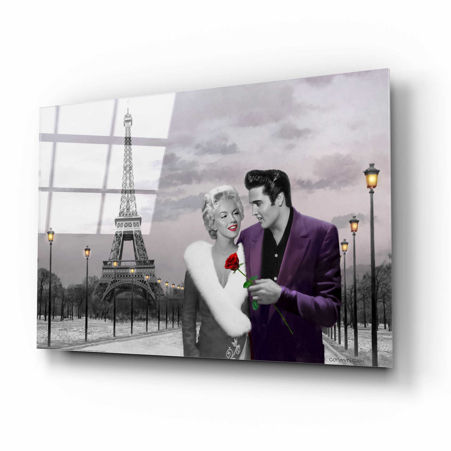 Epic Art 'Paris Sunset In Snow' by Chris Consani, Acrylic Glass Wall Art,16x12