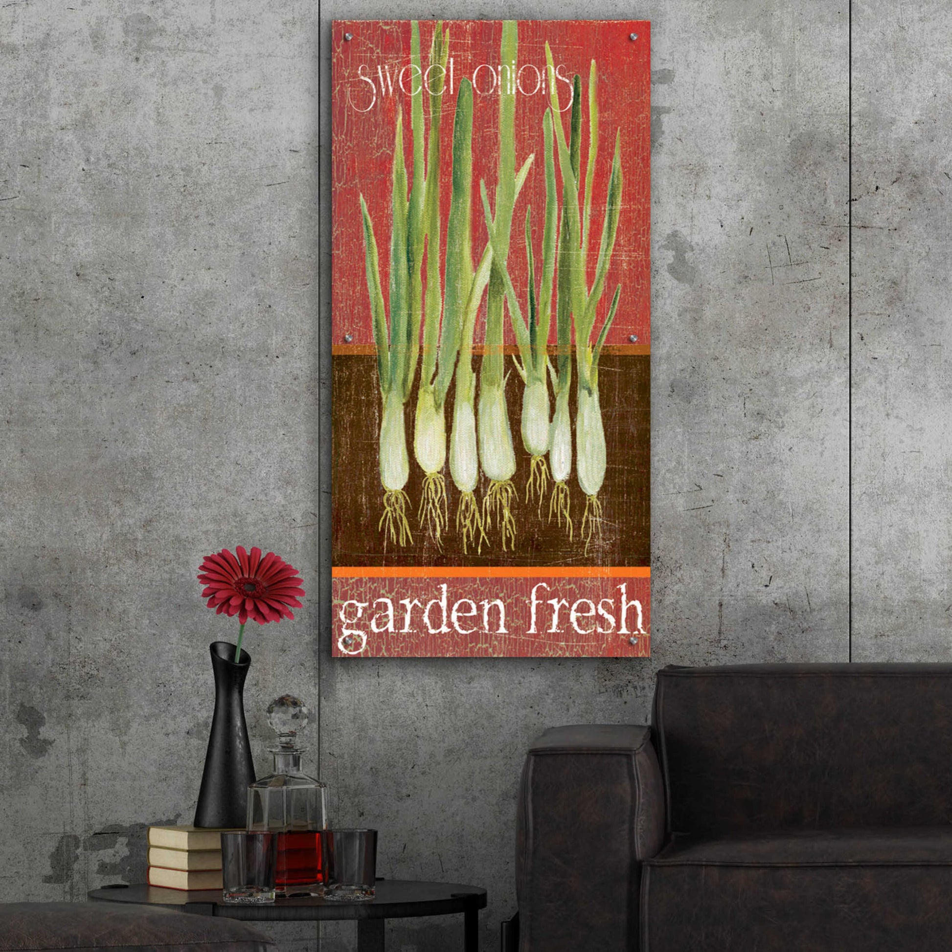 Epic Art 'Green Onions' by Jadei Graphics, Acrylic Glass Wall Art,24x48