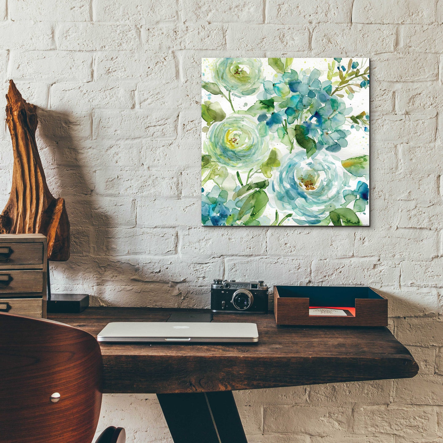 Epic Art 'Cool Watercolor Floral' by Jadei Graphics, Acrylic Glass Wall Art,12x12