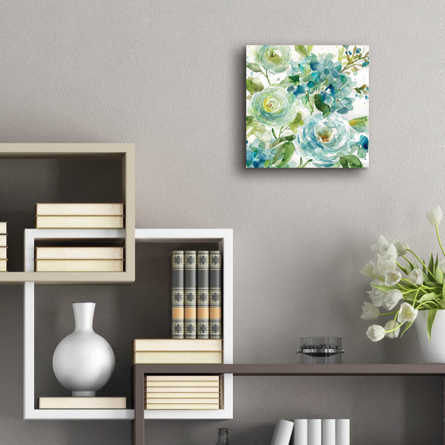 Epic Art 'Cool Watercolor Floral' by Jadei Graphics, Acrylic Glass Wall Art,12x12