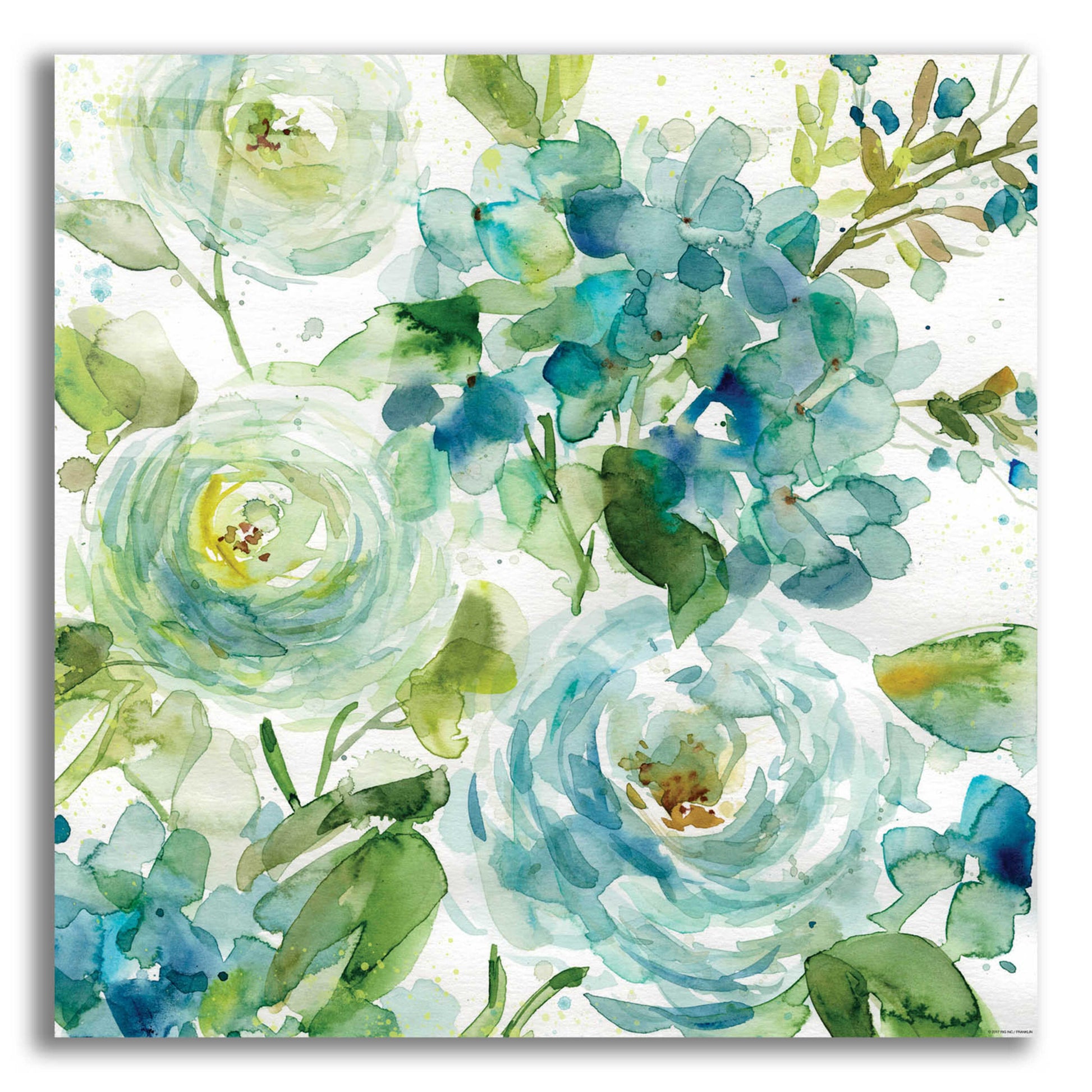 Epic Art 'Cool Watercolor Floral' by Jadei Graphics, Acrylic Glass Wall Art,12x12