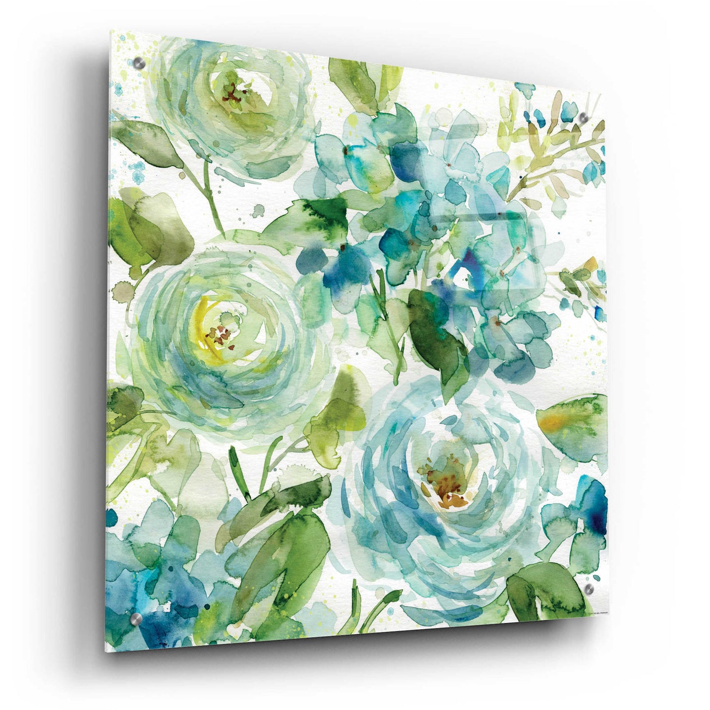 Epic Art 'Cool Watercolor Floral' by Jadei Graphics, Acrylic Glass Wall Art,24x24