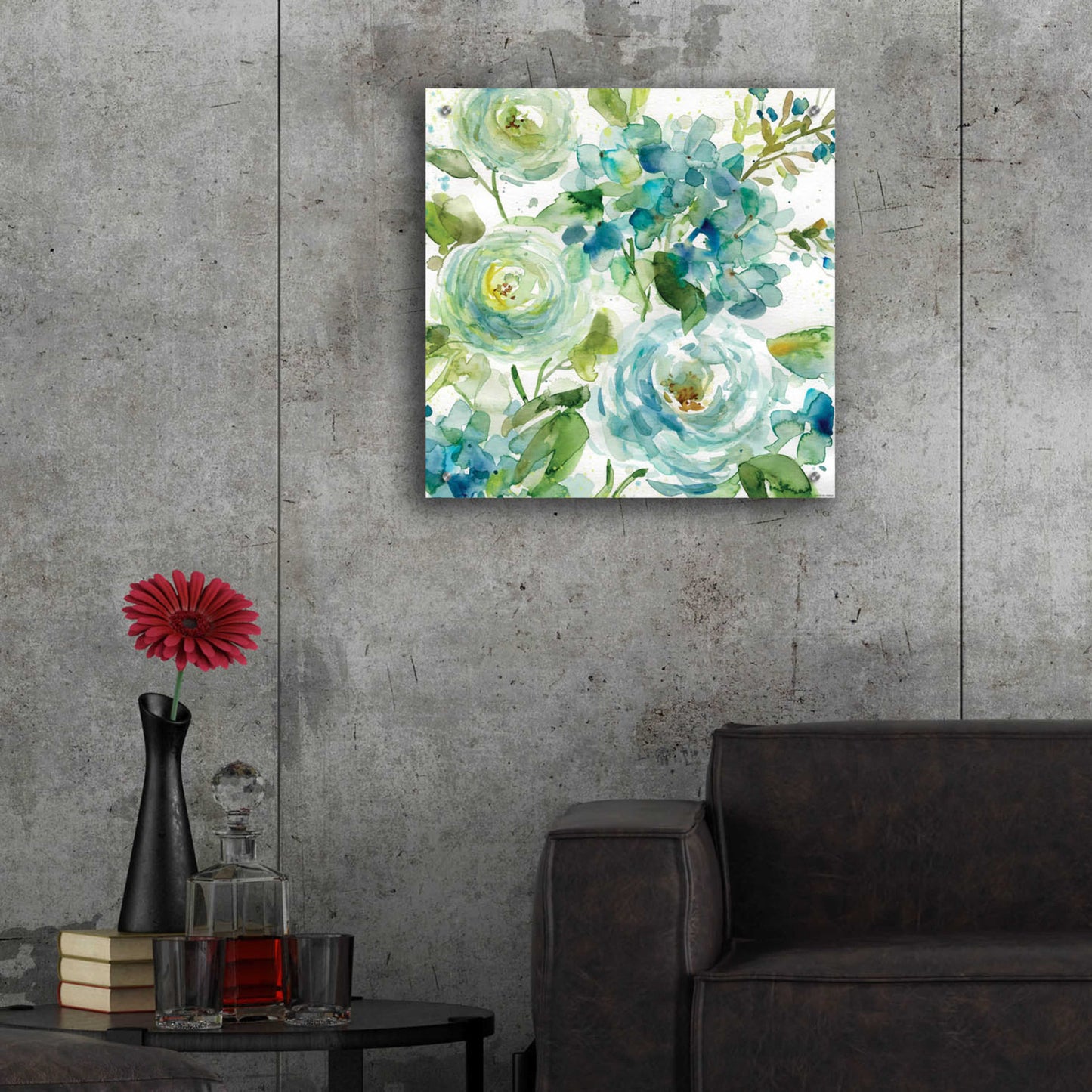 Epic Art 'Cool Watercolor Floral' by Jadei Graphics, Acrylic Glass Wall Art,24x24