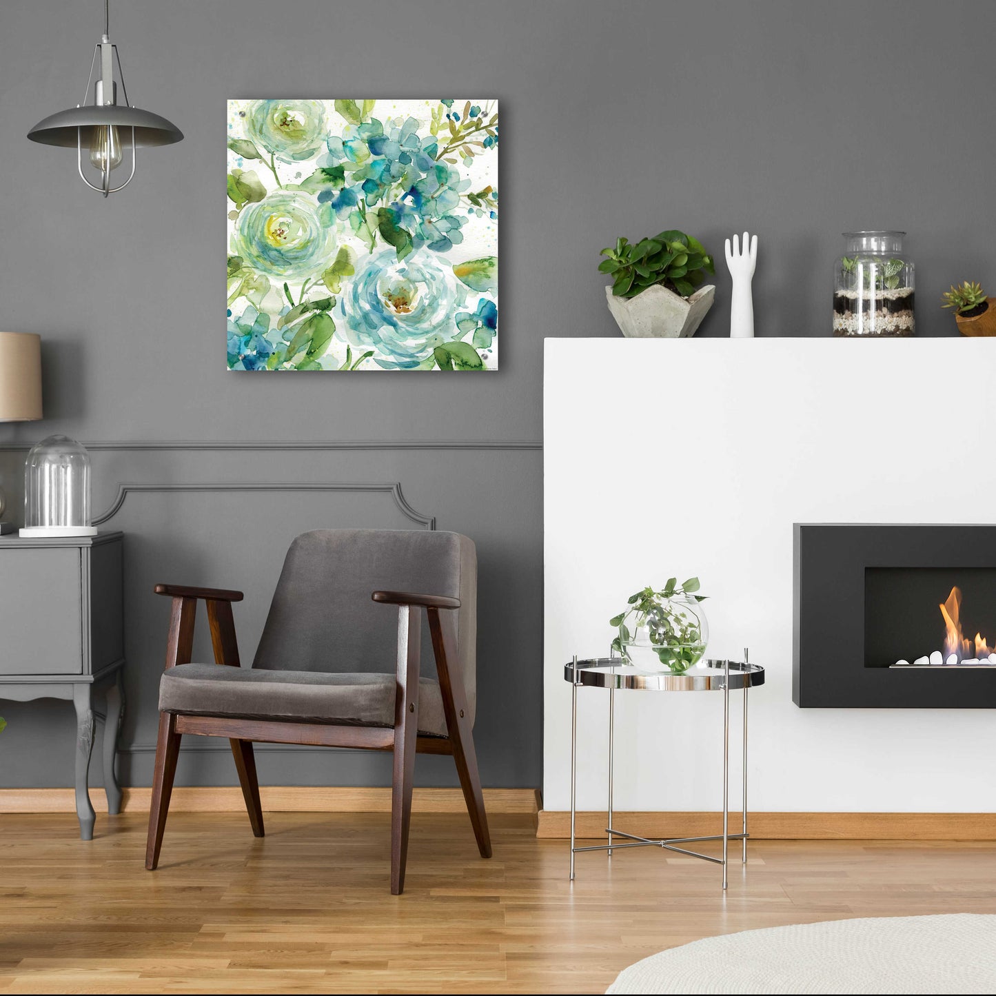 Epic Art 'Cool Watercolor Floral' by Jadei Graphics, Acrylic Glass Wall Art,24x24