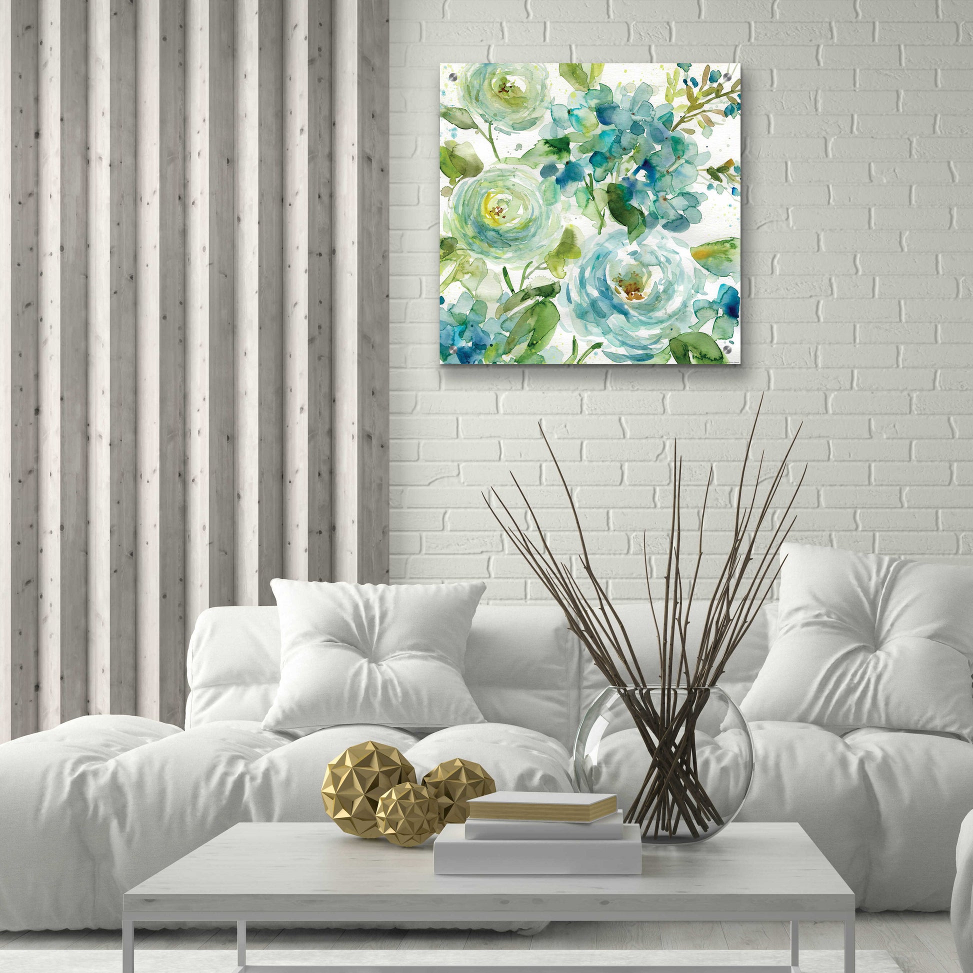 Epic Art 'Cool Watercolor Floral' by Jadei Graphics, Acrylic Glass Wall Art,24x24