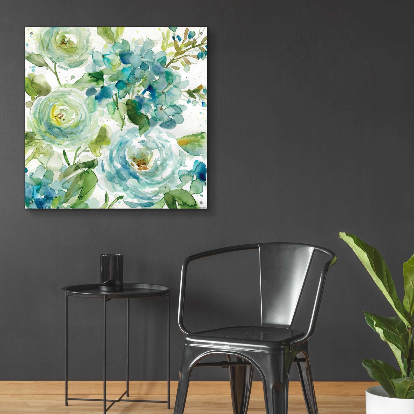 Epic Art 'Cool Watercolor Floral' by Jadei Graphics, Acrylic Glass Wall Art,36x36