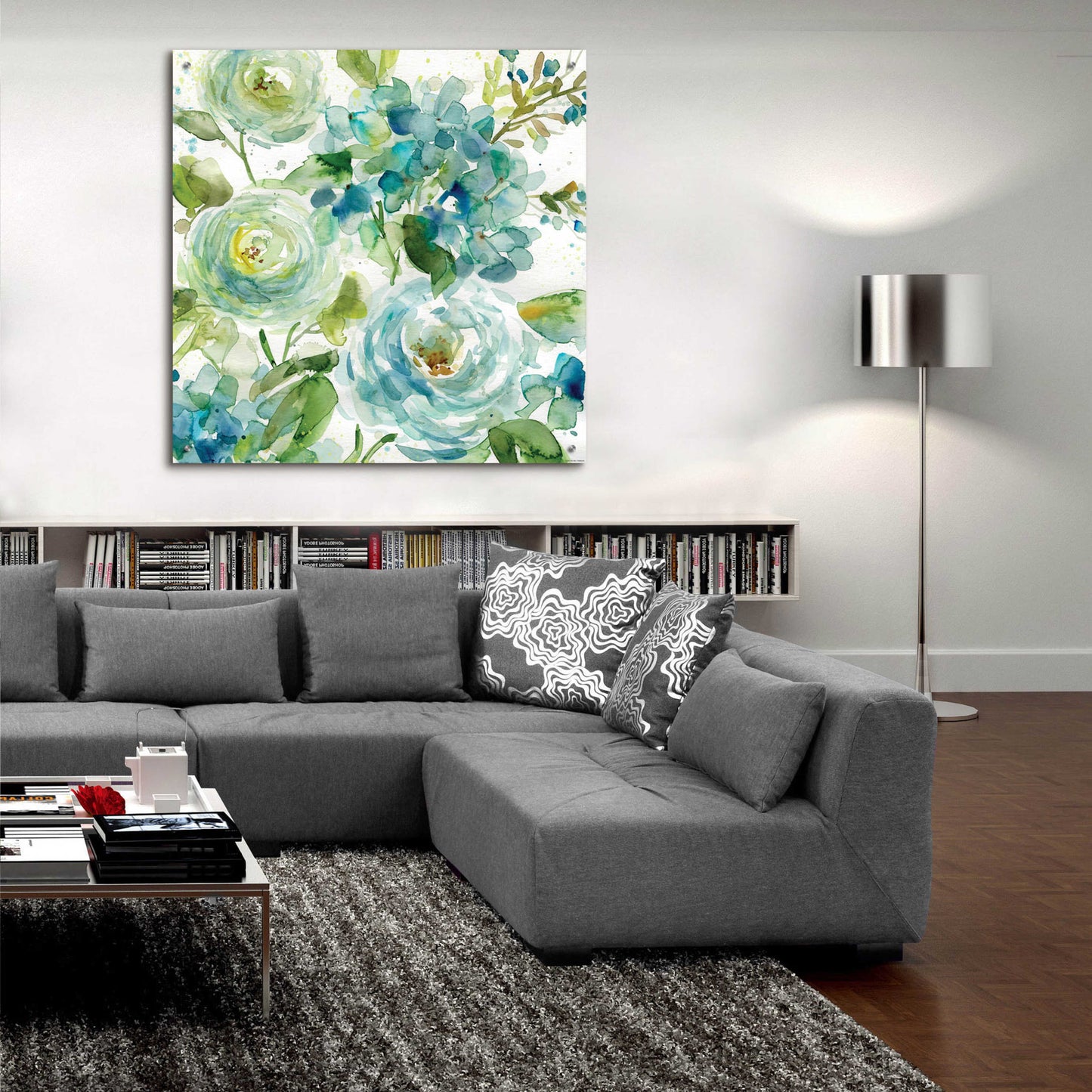 Epic Art 'Cool Watercolor Floral' by Jadei Graphics, Acrylic Glass Wall Art,36x36