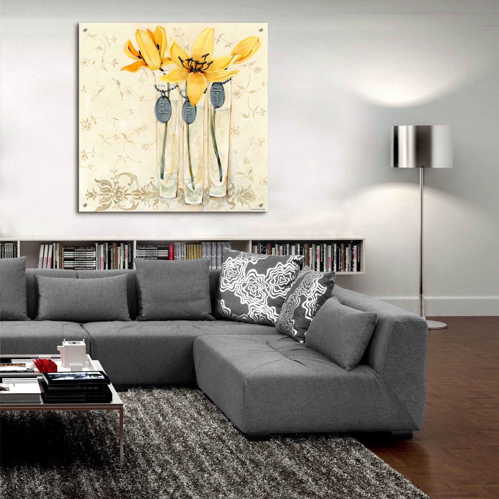 Epic Art 'Inspired Yellow' by Jadei Graphics, Acrylic Glass Wall Art,36x36