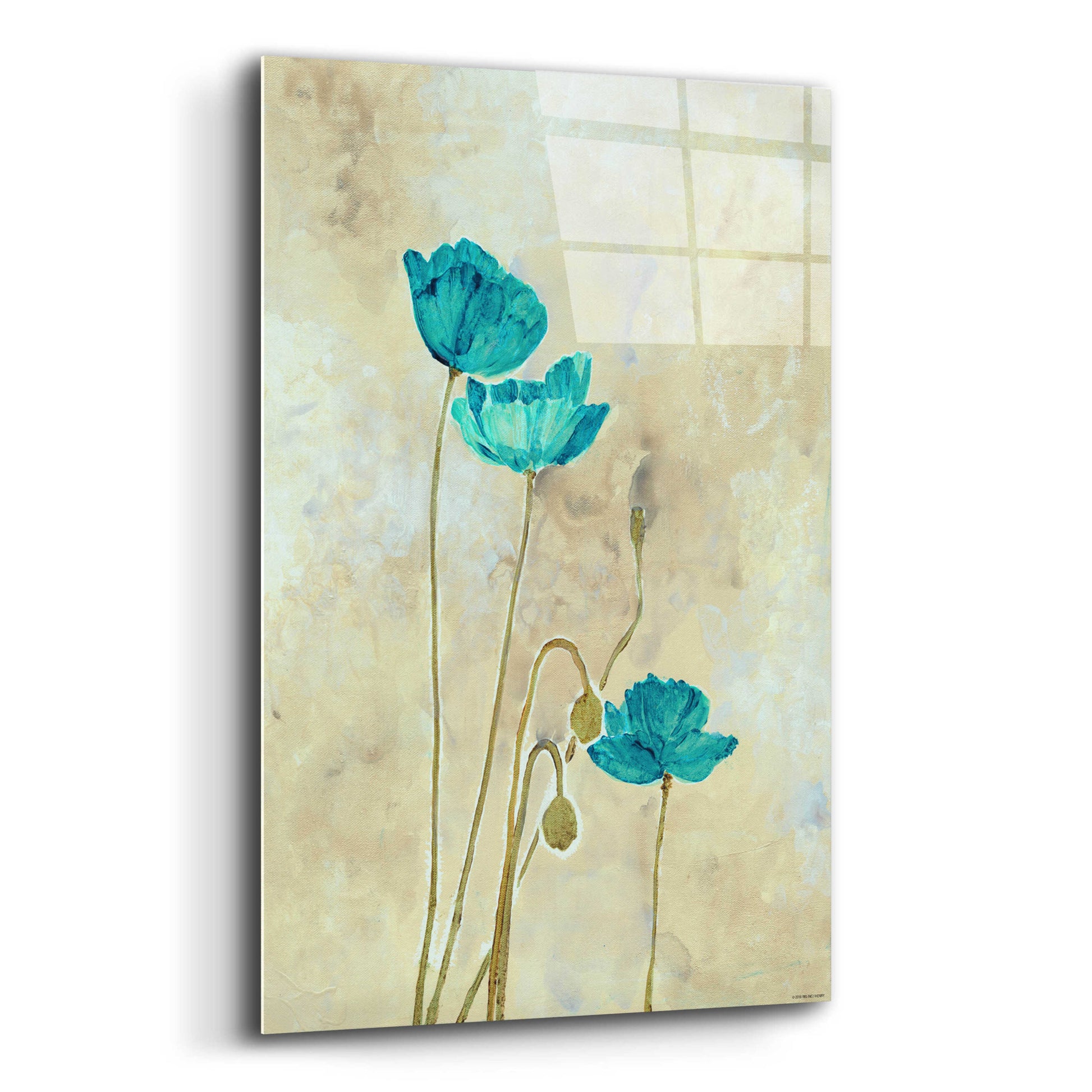 Epic Art 'Tealqoise Flowers 2' by Jadei Graphics, Acrylic Glass Wall Art,12x16