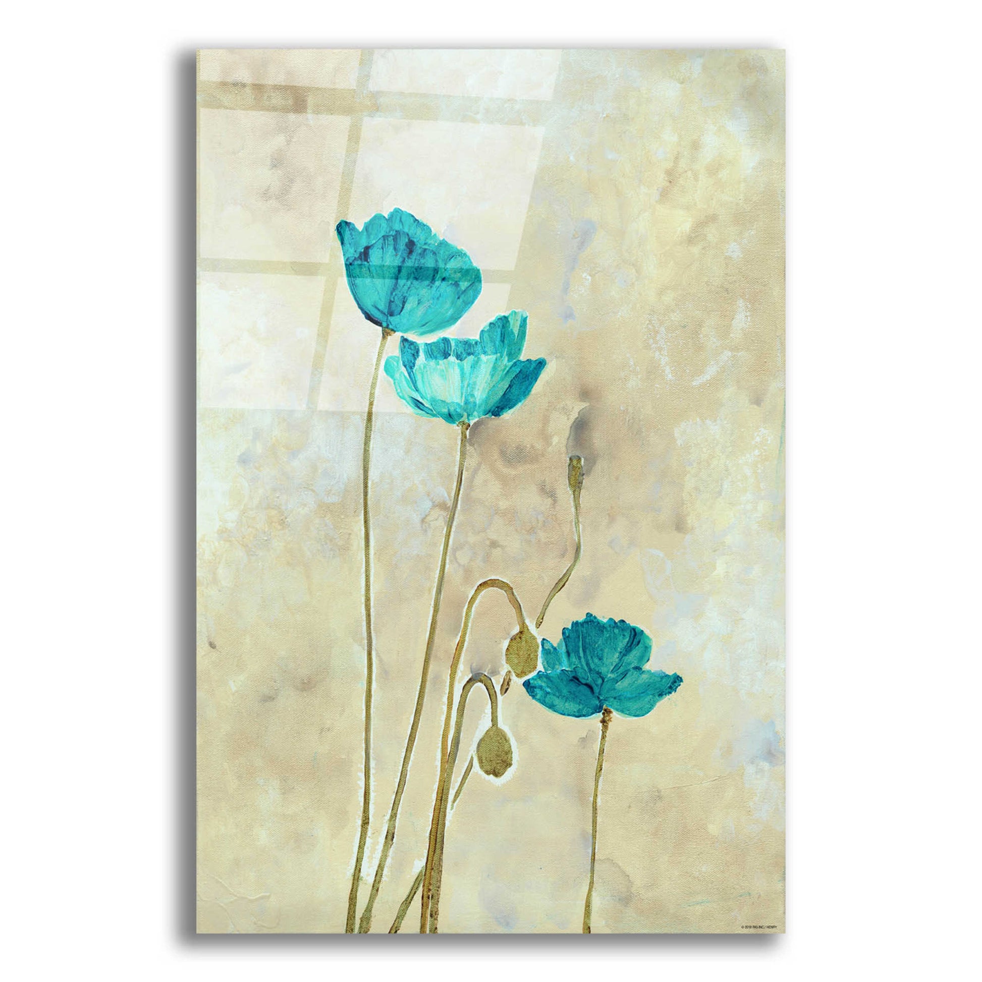 Epic Art 'Tealqoise Flowers 2' by Jadei Graphics, Acrylic Glass Wall Art,12x16