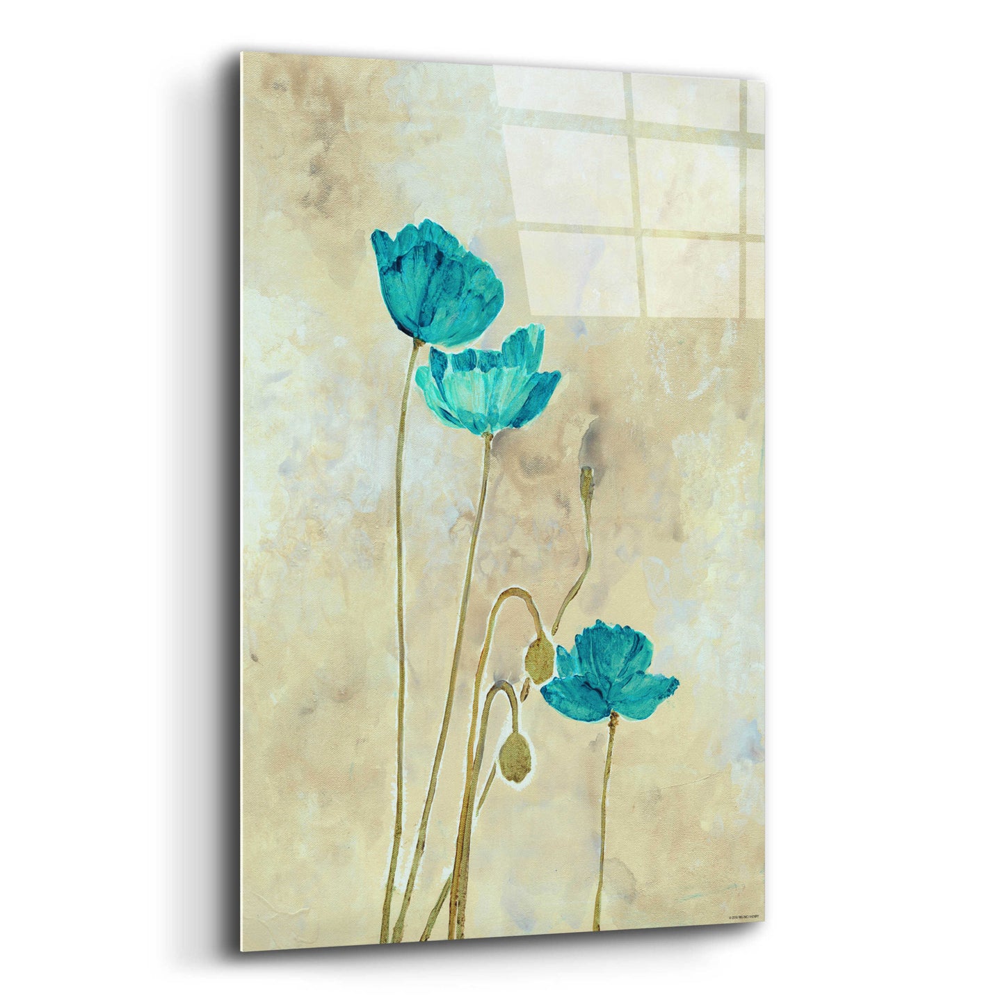 Epic Art 'Tealqoise Flowers 2' by Jadei Graphics, Acrylic Glass Wall Art,16x24