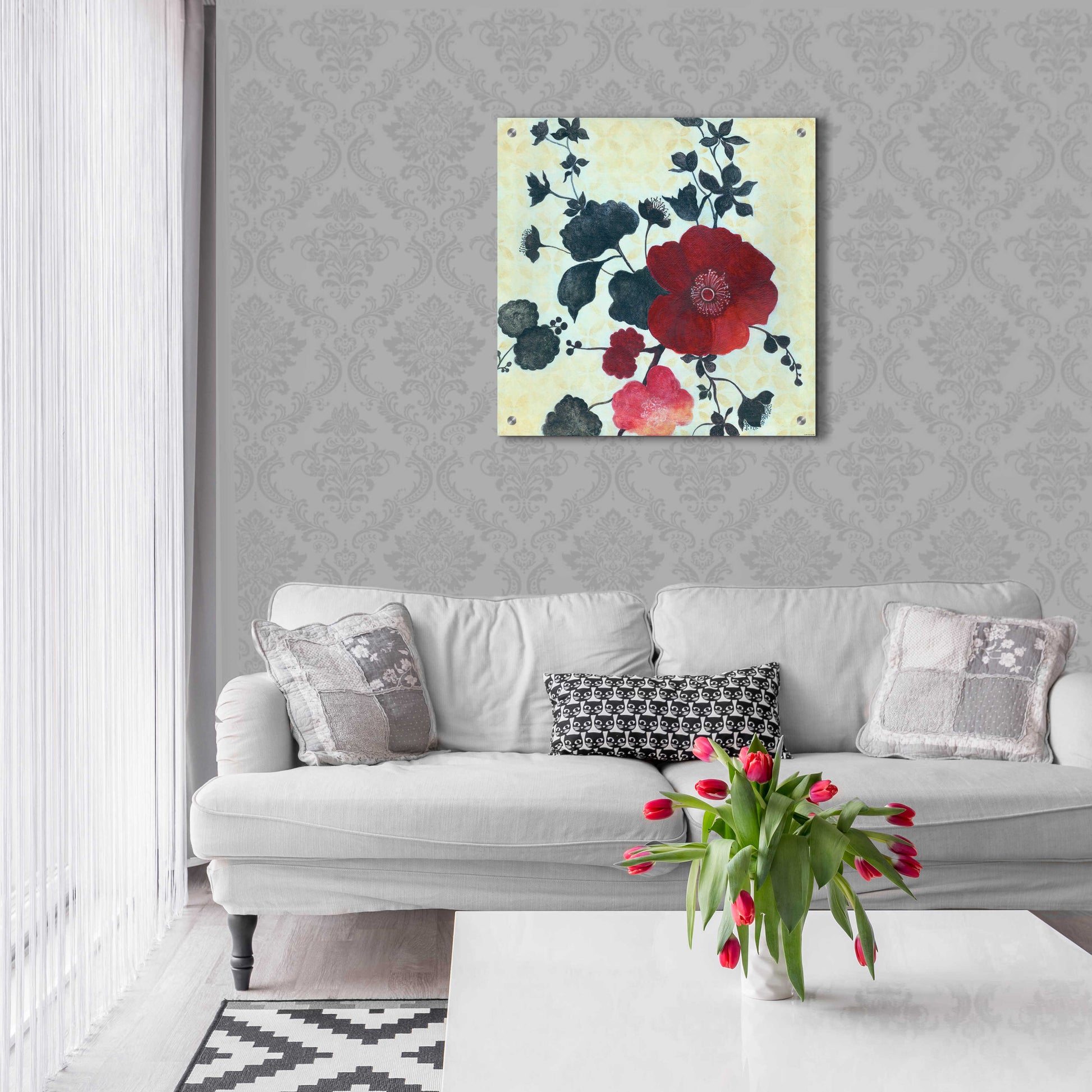 Epic Art 'Japanese Blossoms 1' by Jadei Graphics, Acrylic Glass Wall Art,24x24