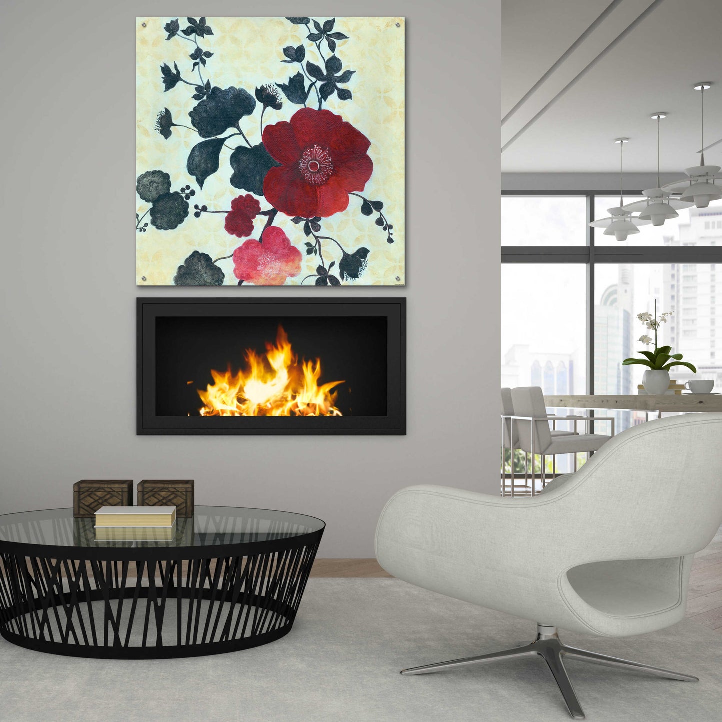 Epic Art 'Japanese Blossoms 1' by Jadei Graphics, Acrylic Glass Wall Art,36x36