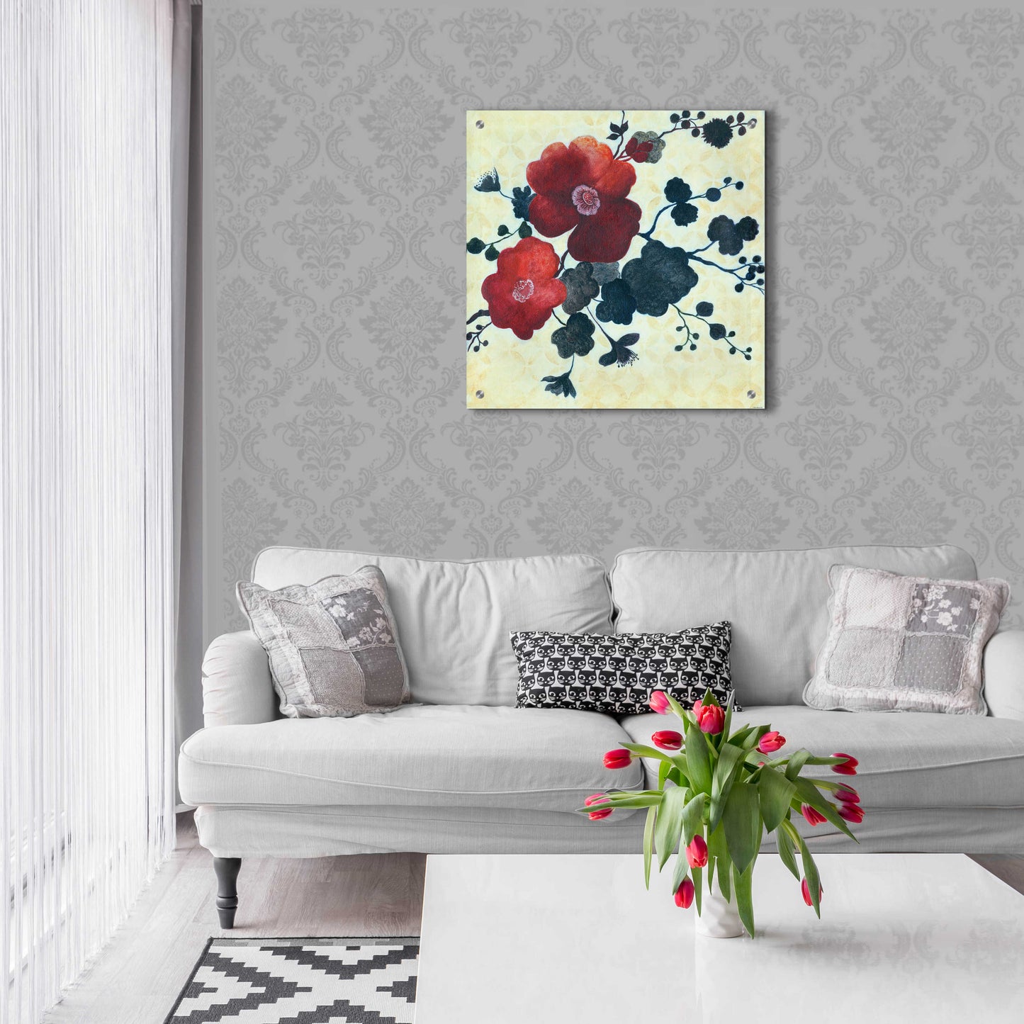 Epic Art 'Japanese Blossoms 2' by Jadei Graphics, Acrylic Glass Wall Art,24x24