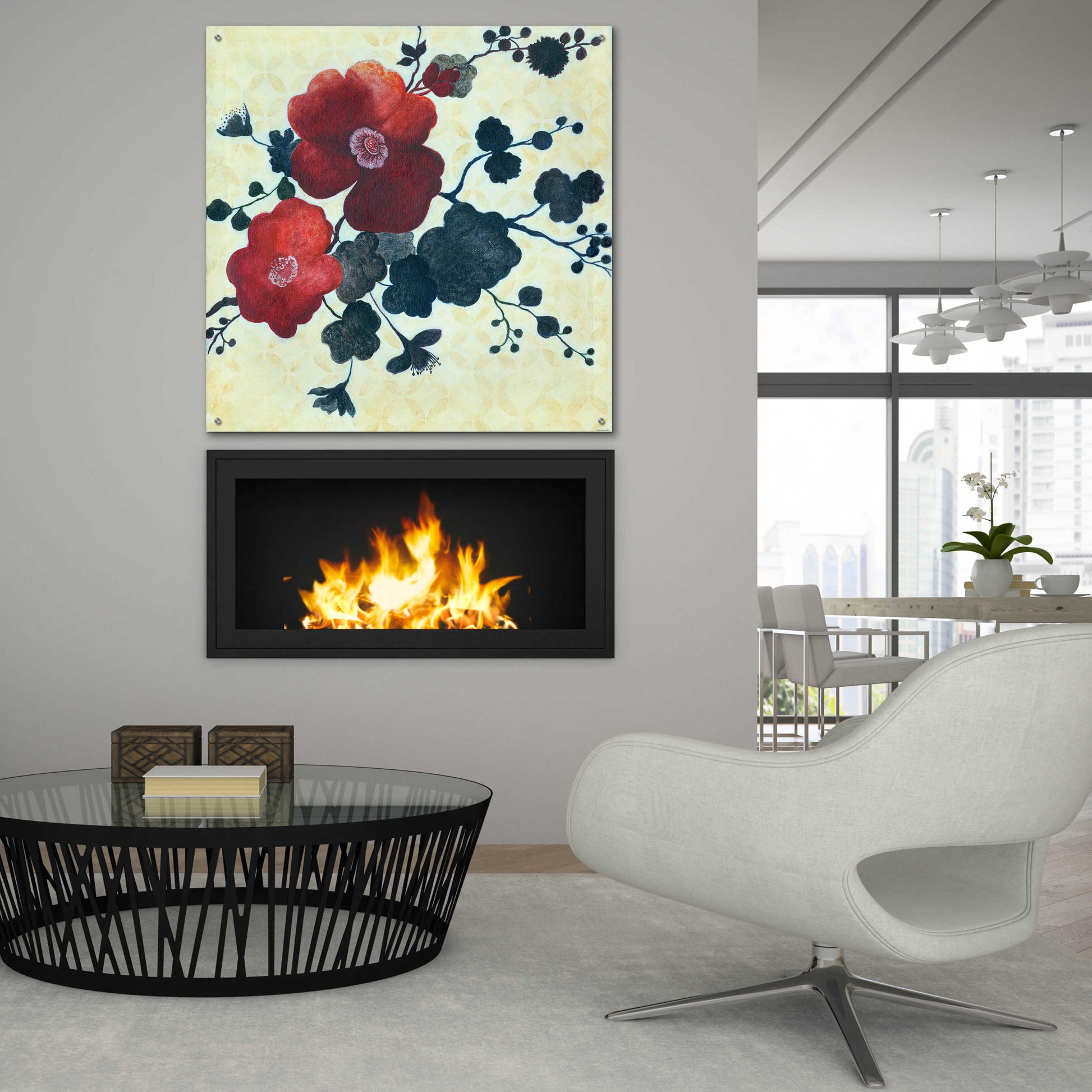 Epic Art 'Japanese Blossoms 2' by Jadei Graphics, Acrylic Glass Wall Art,36x36