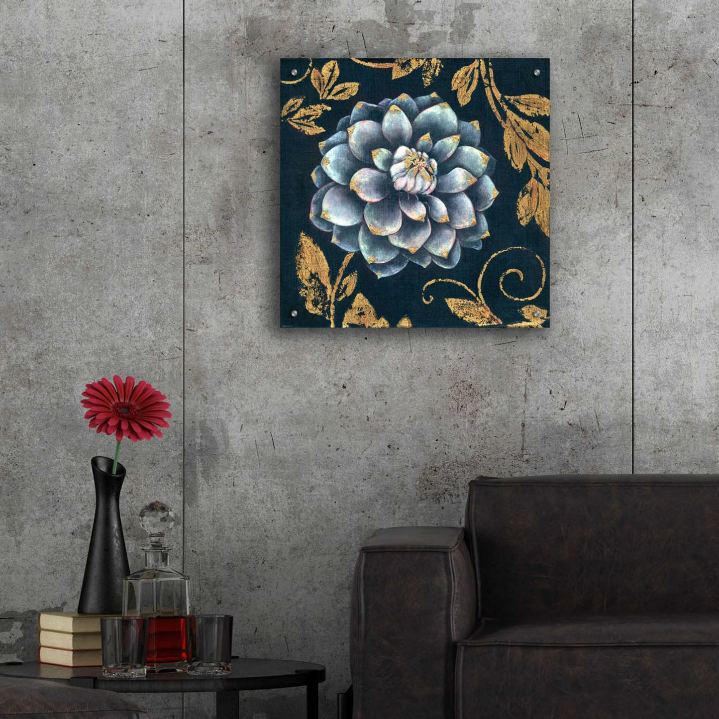 Epic Art 'Gold Tip Floral 1' by Jadei Graphics, Acrylic Glass Wall Art,24x24