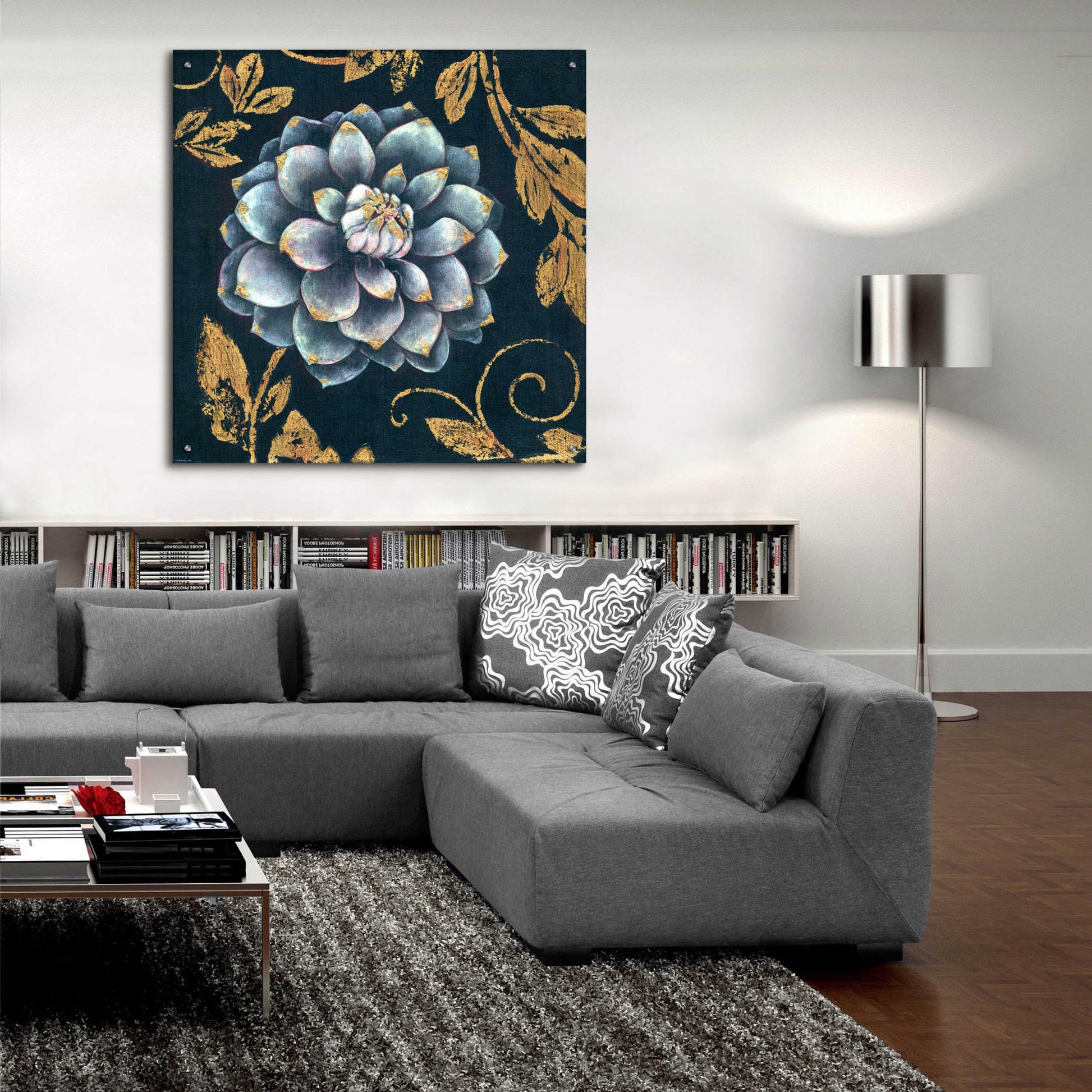 Epic Art 'Gold Tip Floral 1' by Jadei Graphics, Acrylic Glass Wall Art,36x36