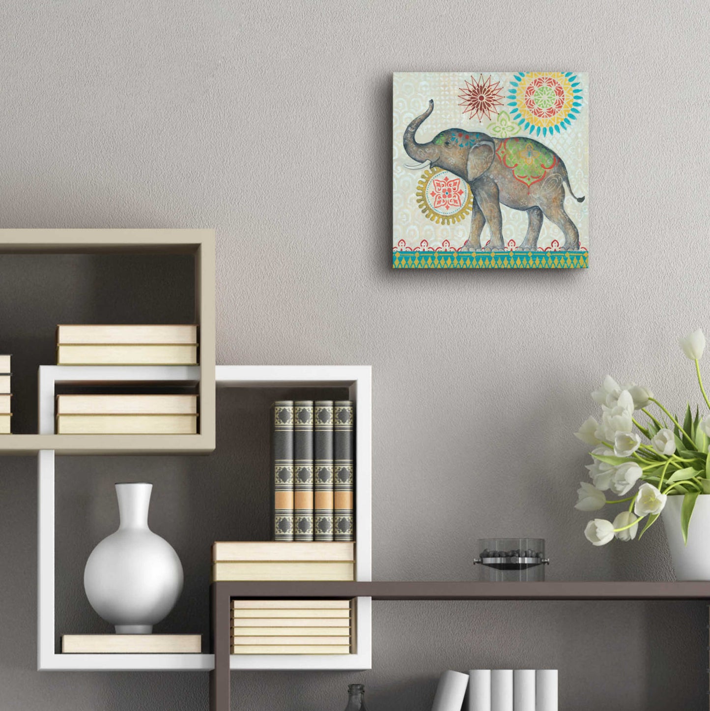 Epic Art 'Elephant' by Jadei Graphics, Acrylic Glass Wall Art,12x12